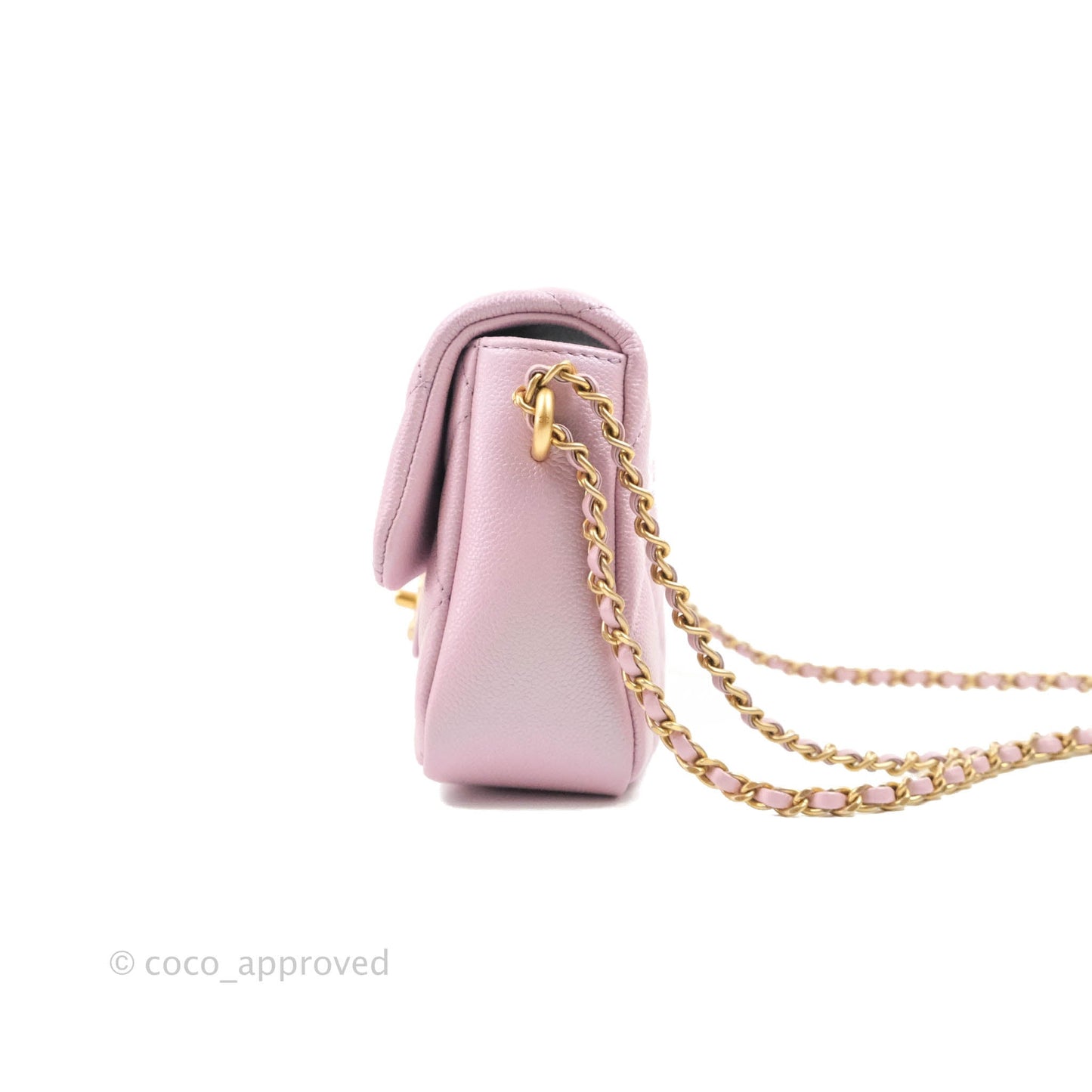 Chanel Quilted My Perfect Mini Iridescent Pink Caviar Aged Gold Hardware 21K