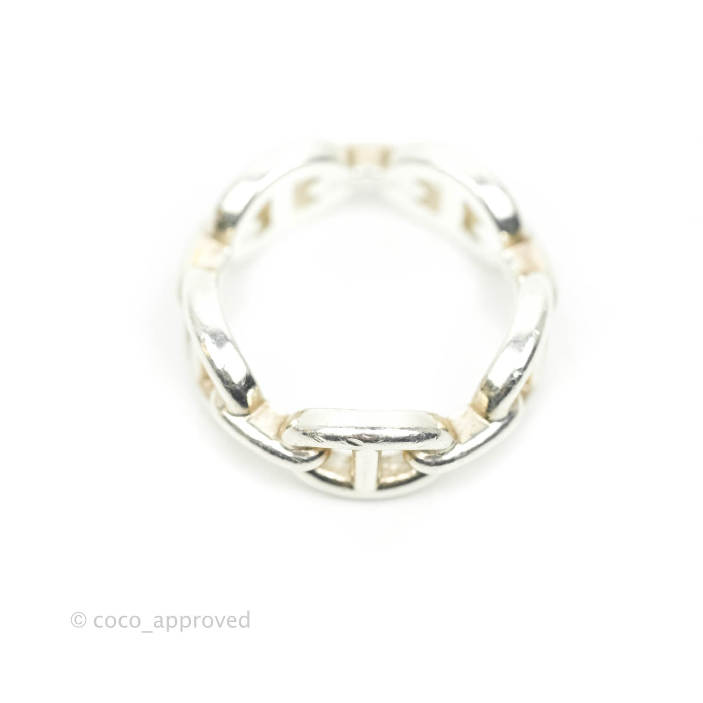 Hermès Sterling Silver PM Chaine d'Ancre Enchainee Band Ring 51