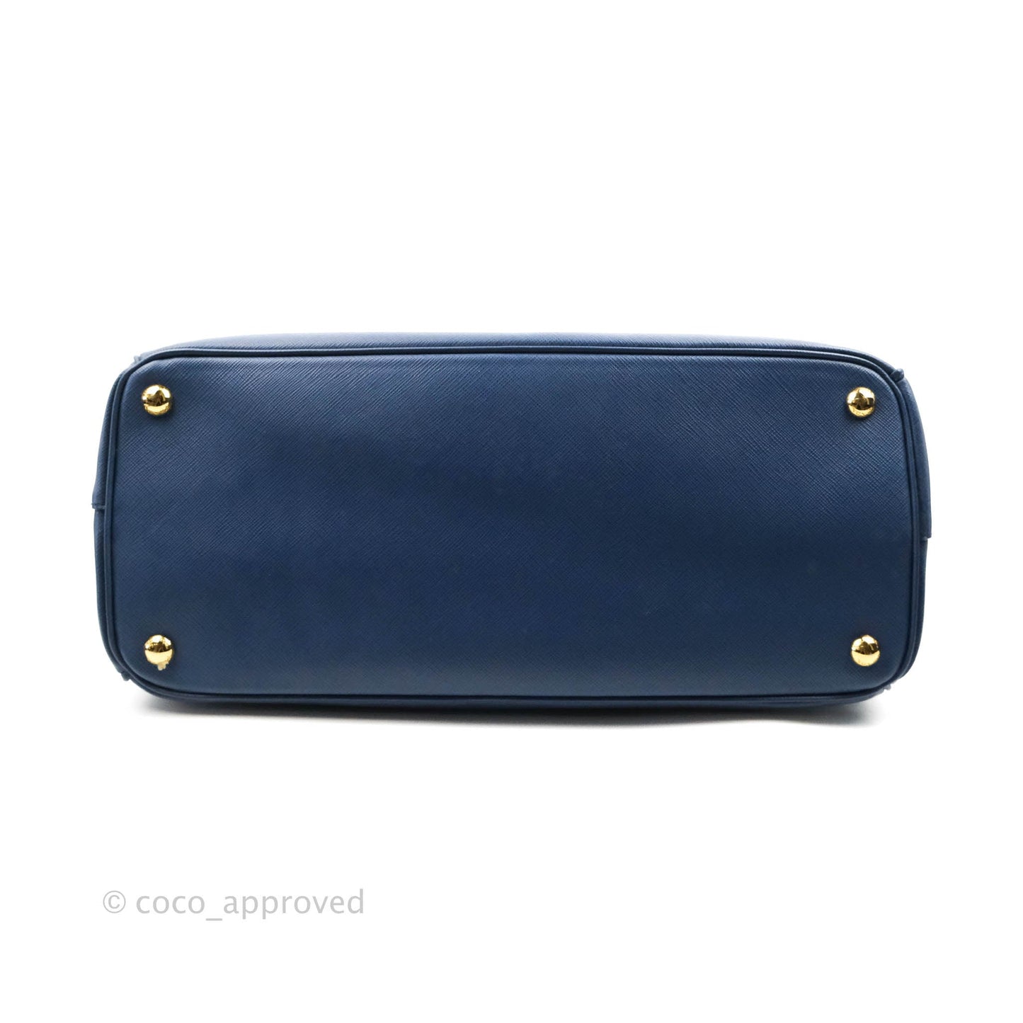 Prada Double Zip Lux Saffiano Dark Blue Large Tote Bag