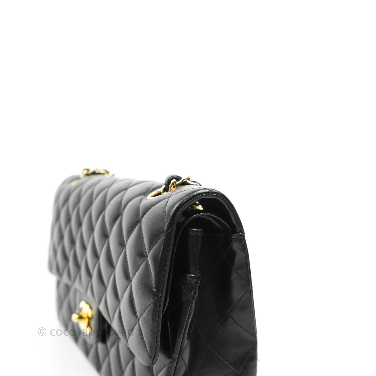 Chanel Classic M/L Flap Bag Black Lambskin Gold Hardware