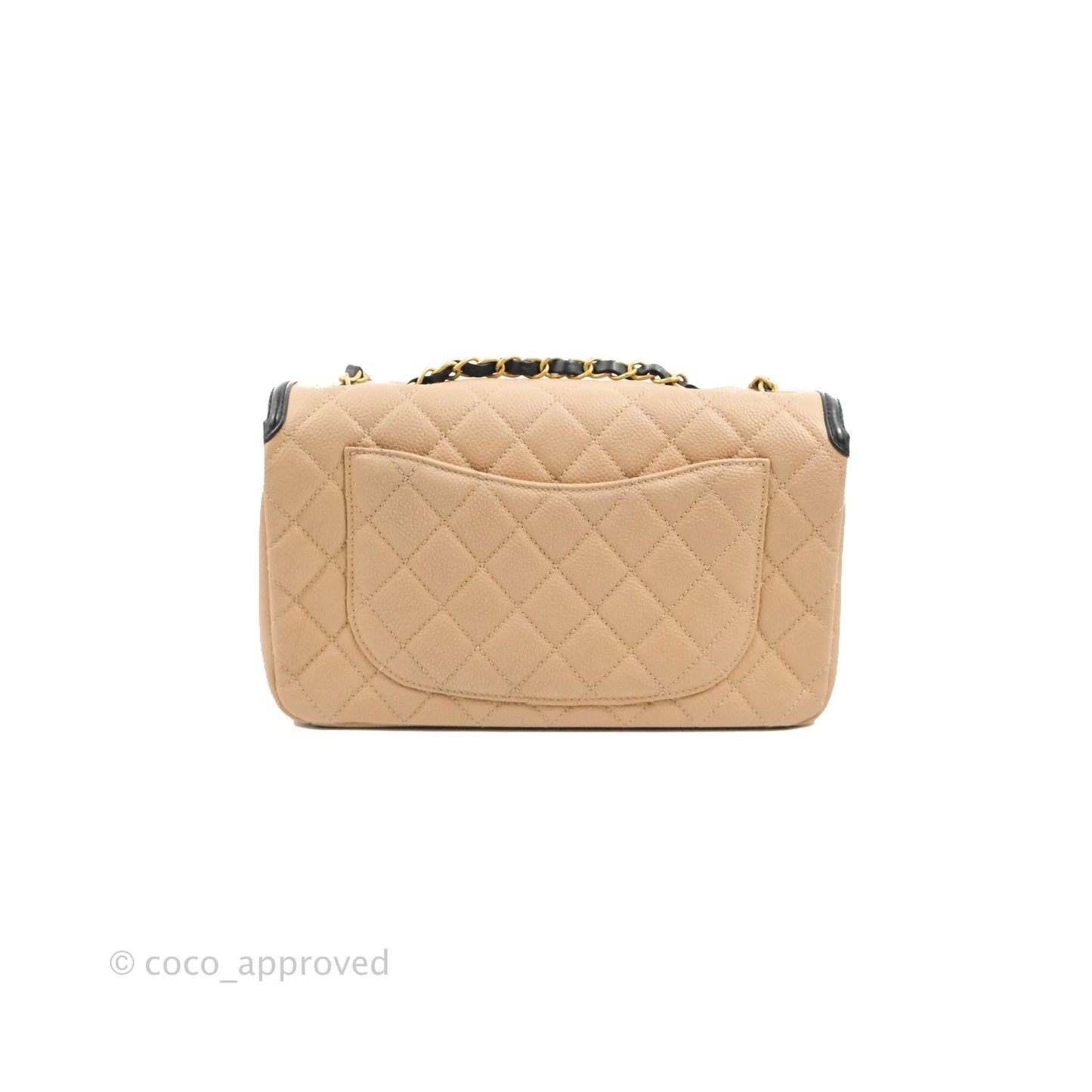 Chanel Quilted Medium CC Filigree Flap Beige Black Caviar
