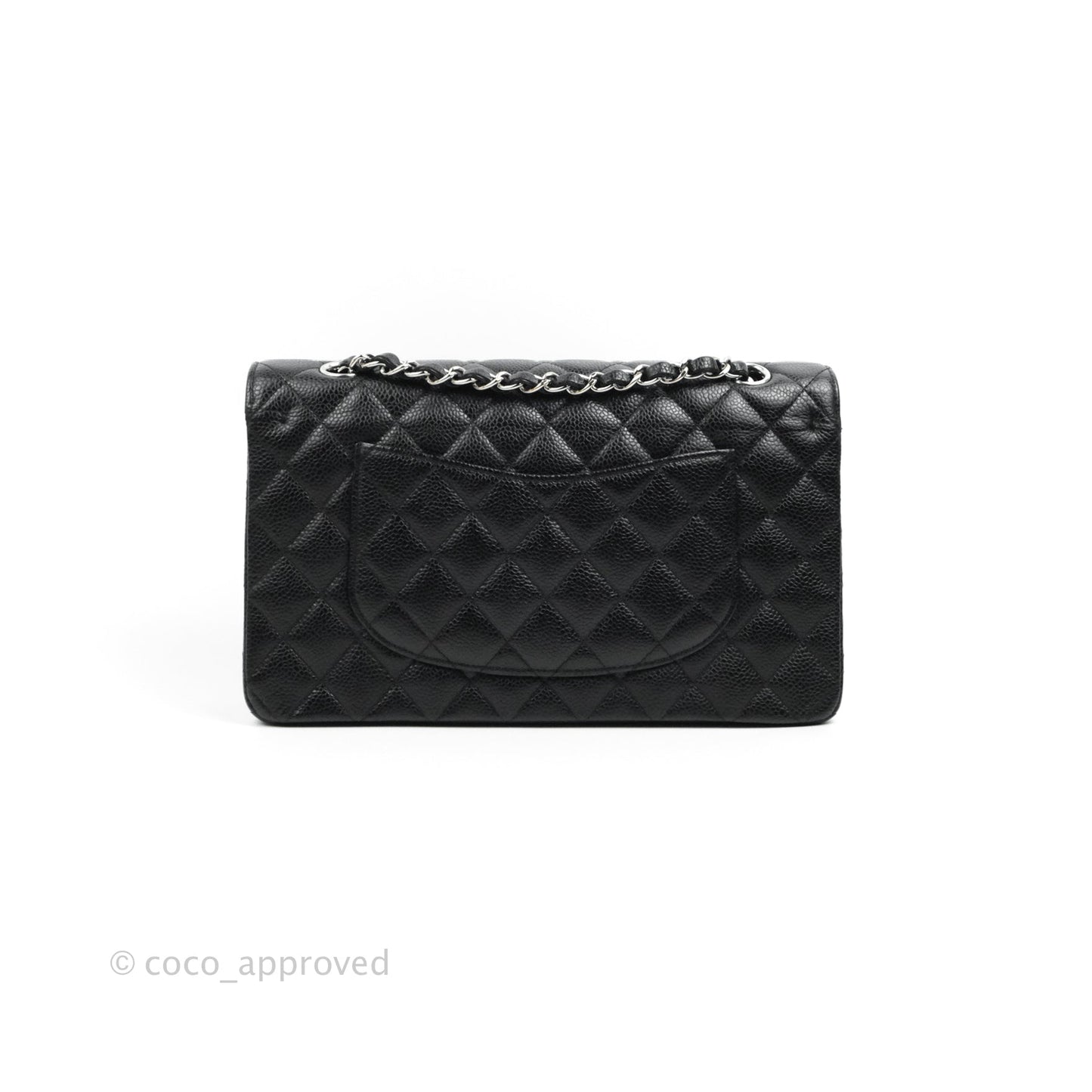 Chanel Classic M/L Medium Flap Quilted Black Caviar Silver Hardware