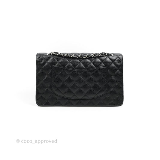 Chanel Classic M/L Medium Flap Quilted Black Caviar Silver Hardware