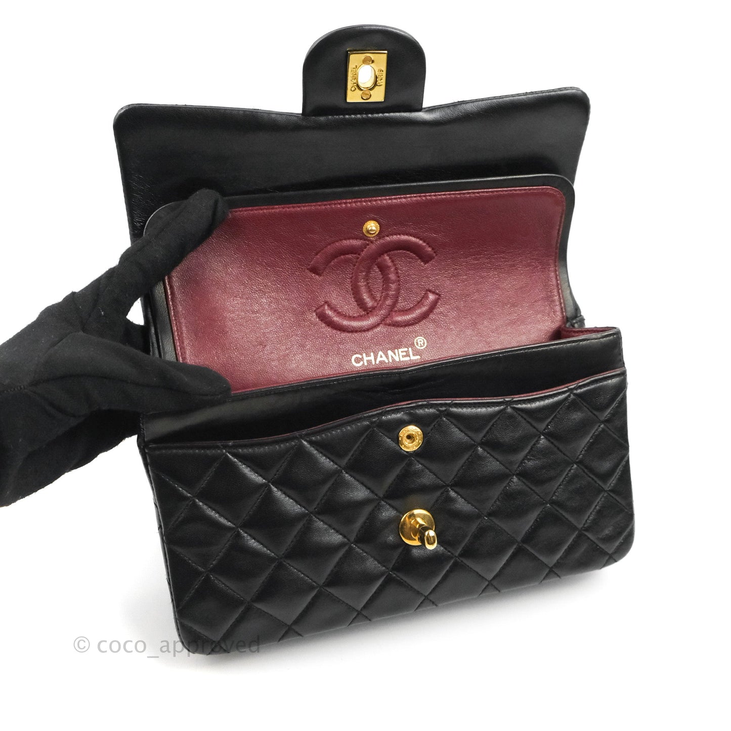 Chanel Vintage Classic Small S/M Flap Black Lambskin 24K Gold Hardware