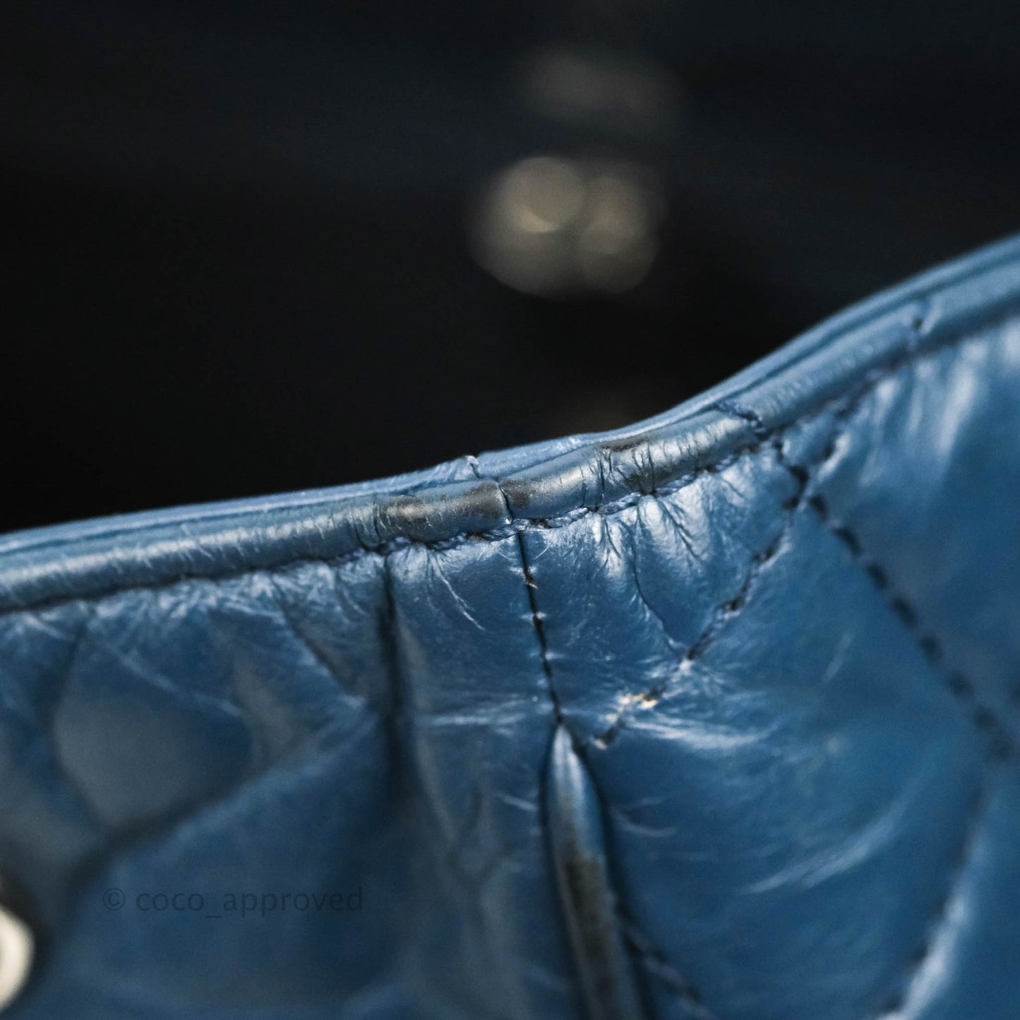 Chanel Drawstring Bucket Bag Dark Blue Aged Calfskin Silver Hardware