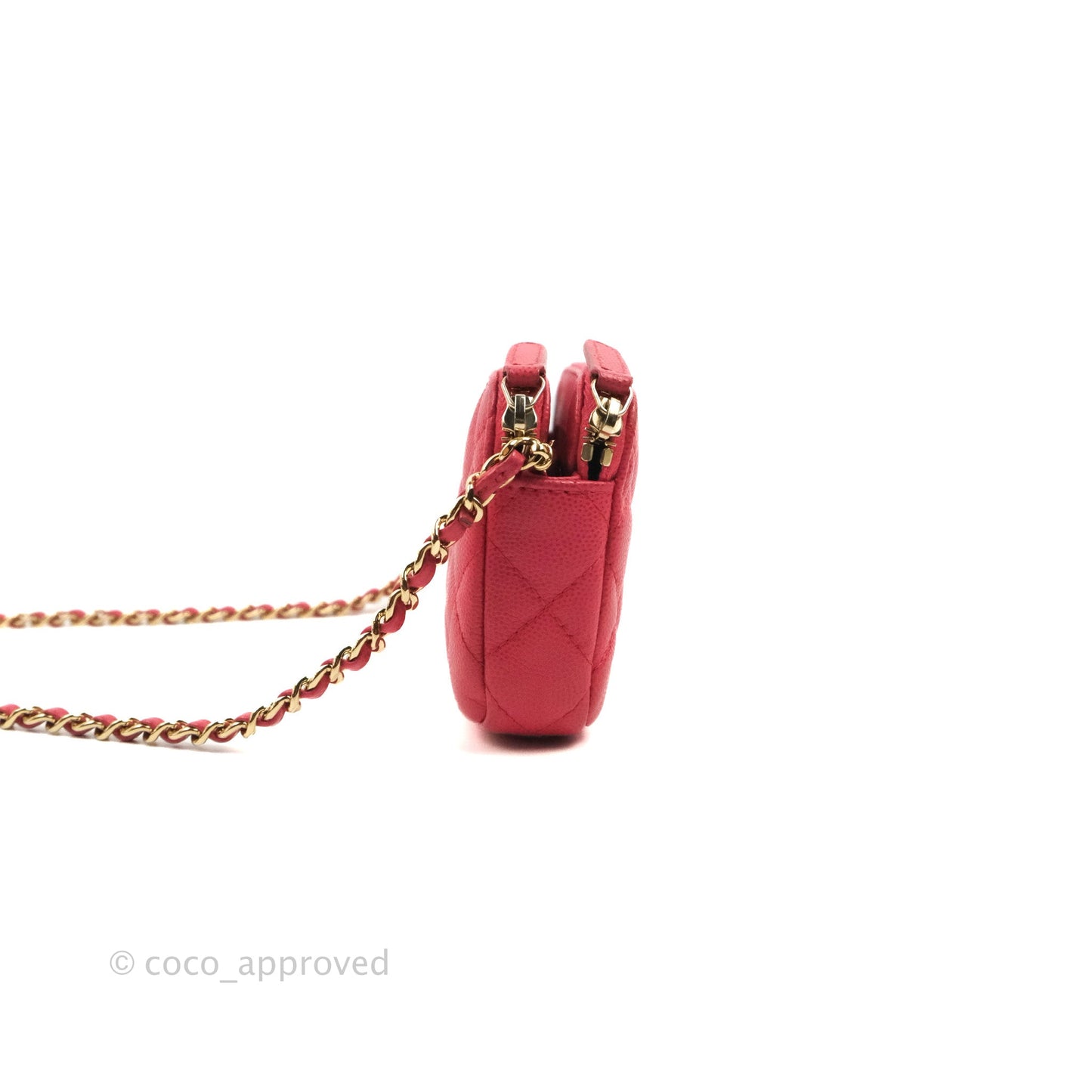 Chanel Quilted Clutch With Chain Pink Caviar Gold Hardware