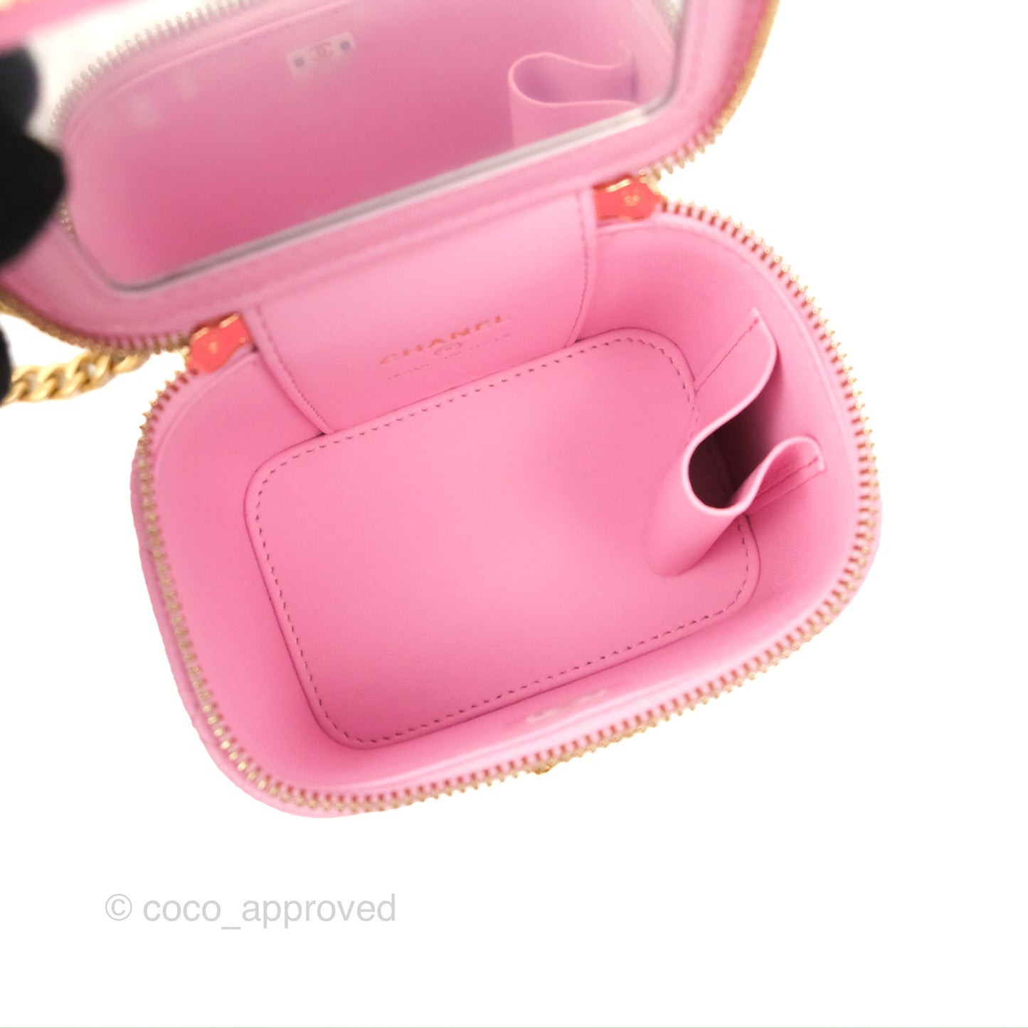 Chanel Quilted Heart Crush Mini Vanity With Chain Pink Caviar Aged Gold Hardware