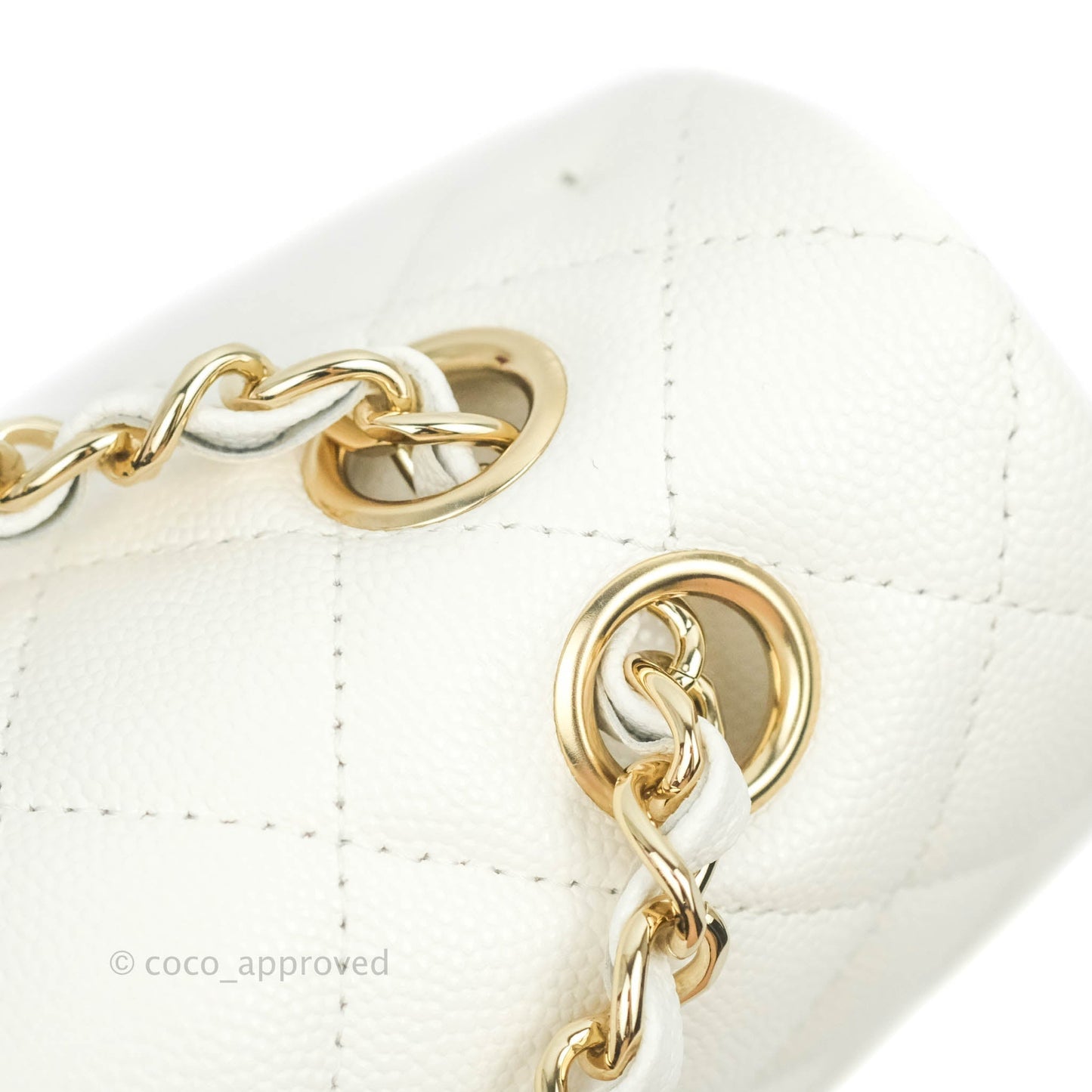 Chanel Classic M/L Medium Double Flap White Caviar Gold Hardware 21B
