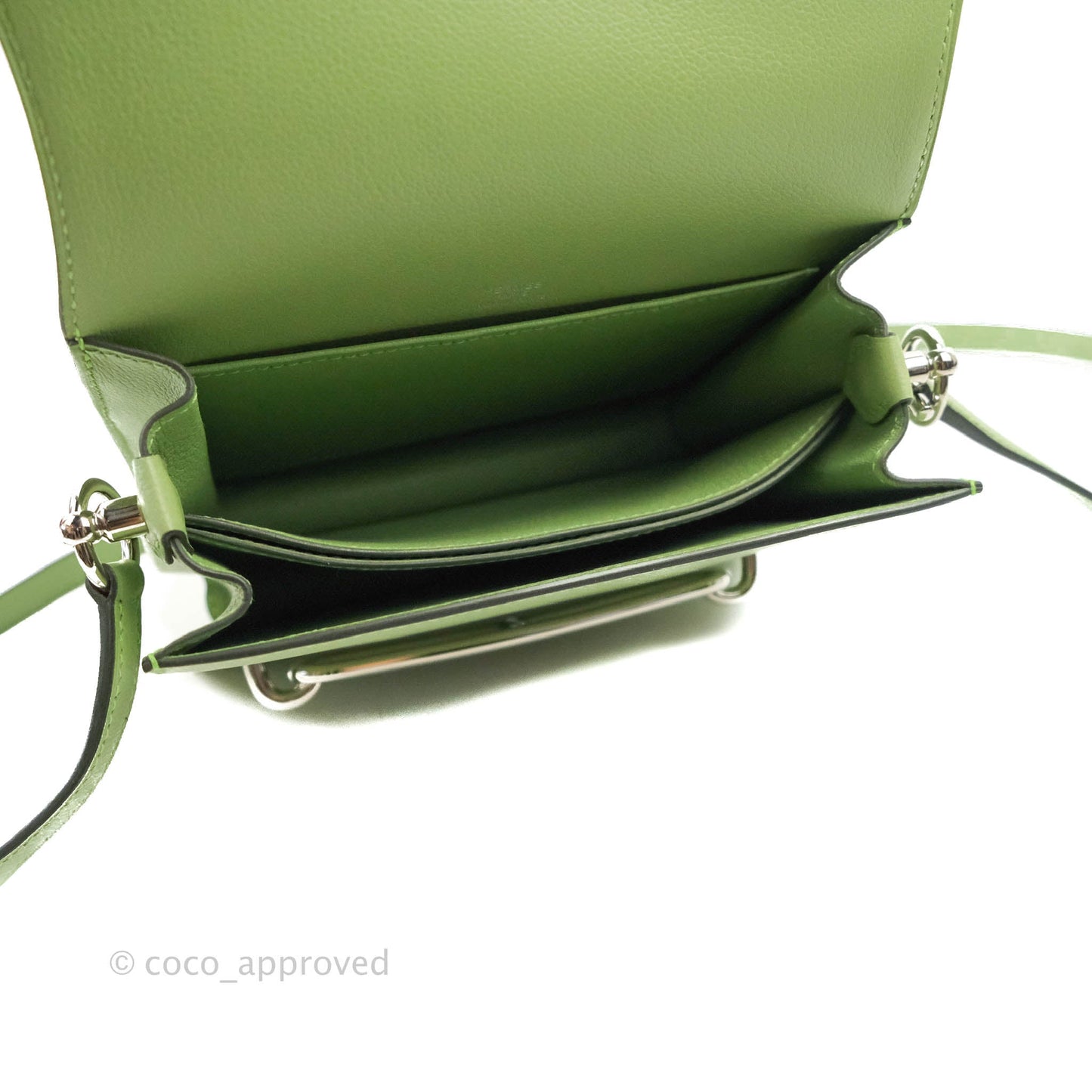 Hermès Roulis Mini 18 Evercolor Vert Criquet Palladium Hardware