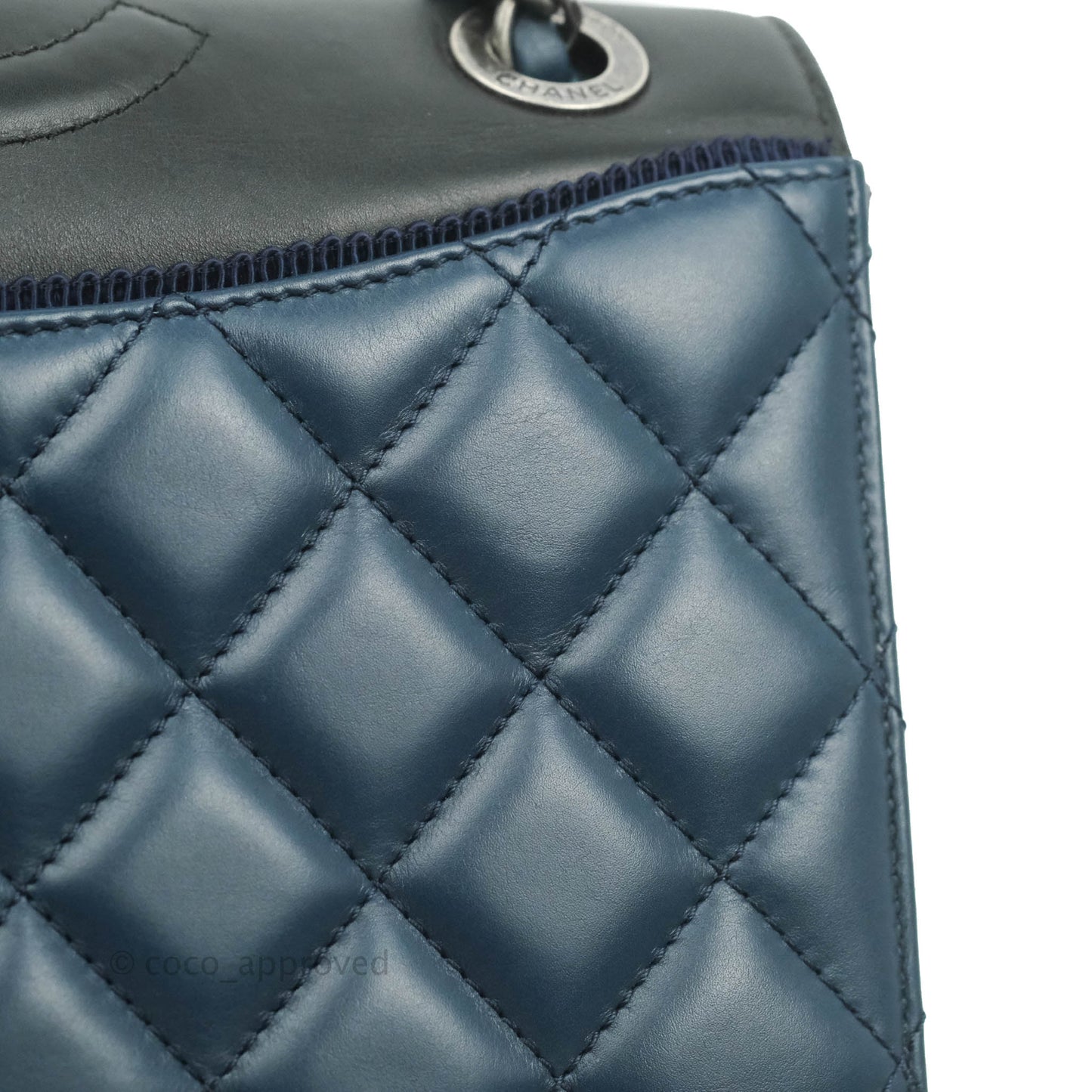 Chanel Quilted Ballerina Small Flap Bag Blue Black Ruthenium Hardware