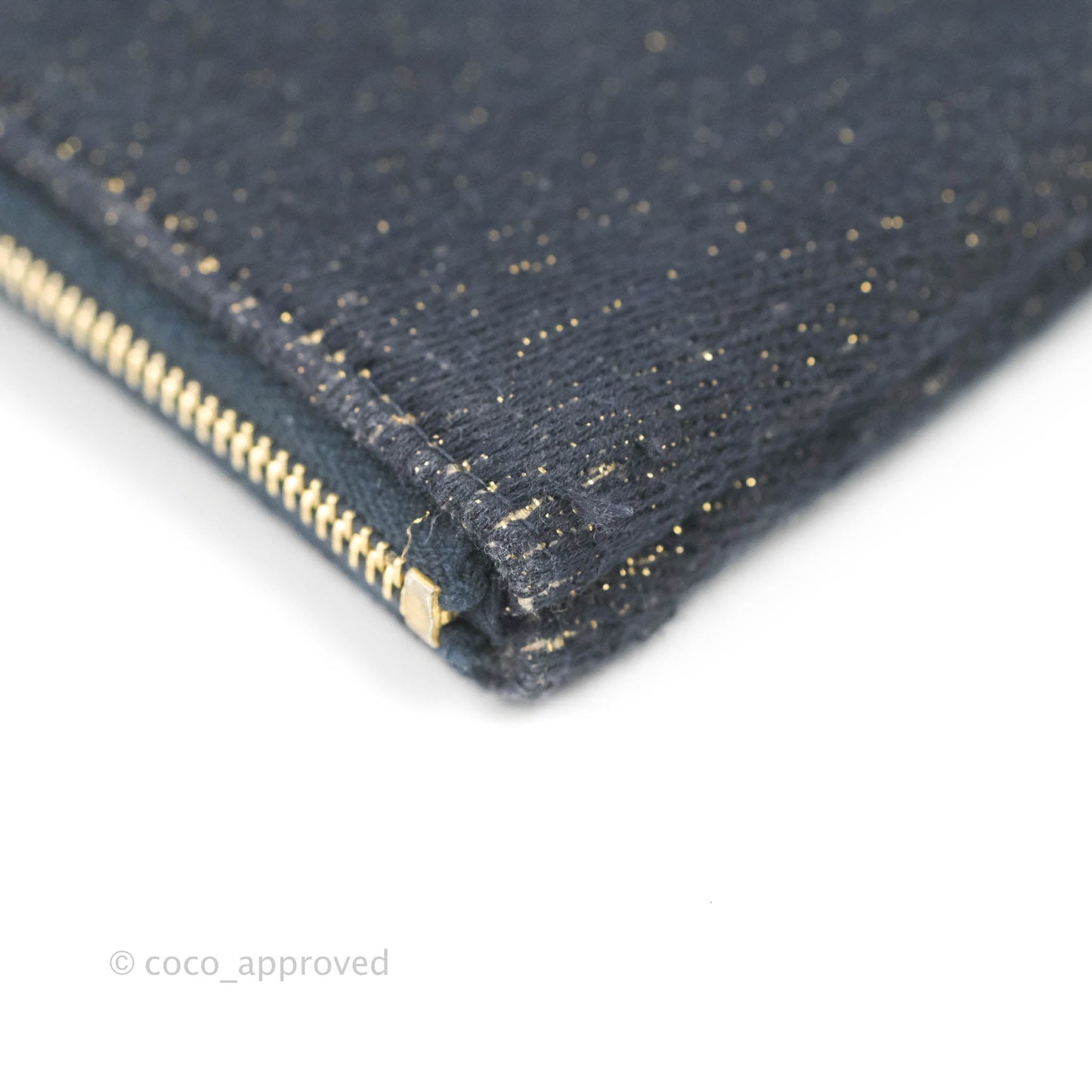 Chanel Mini Deauville O Case Navy Glitter Canvas Gold Hardware