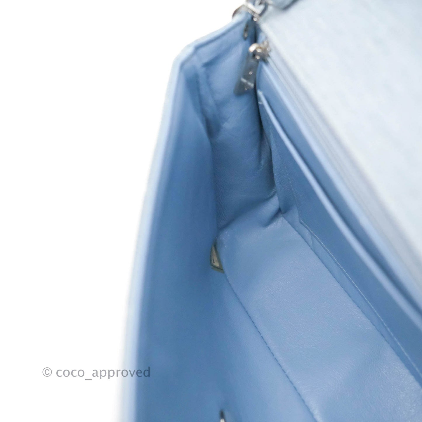 Chanel Jersey Quilted Medium Flap Light Blue Silver Hardware