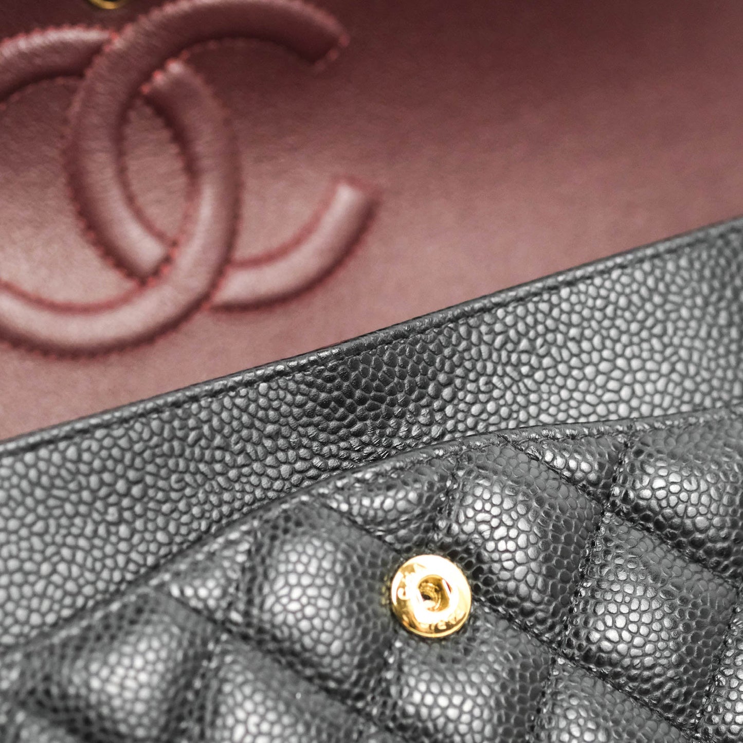 Chanel Classic M/L Medium Flap Quilted Black Caviar Gold Hardware