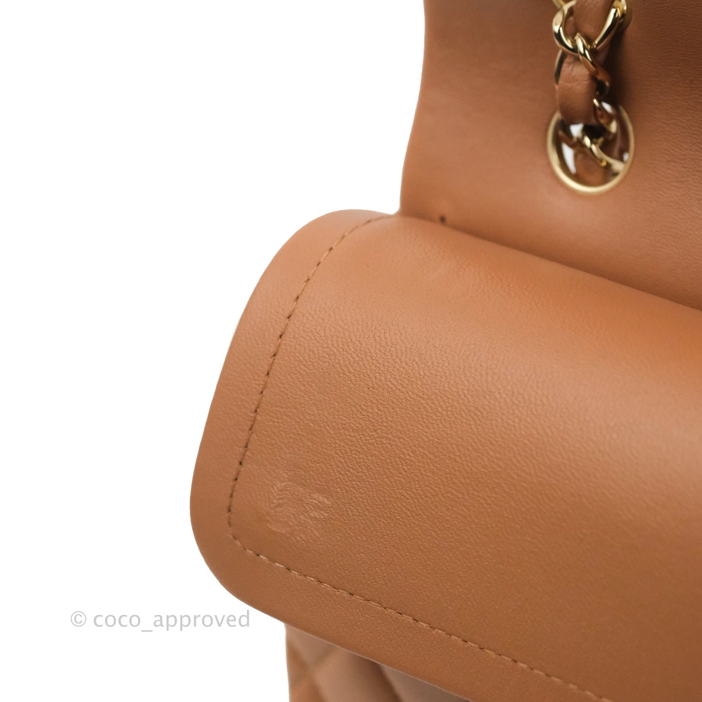 Chanel Small Classic Quilted Flap Dark Beige Caramel Lambskin Gold Hardware 21P
