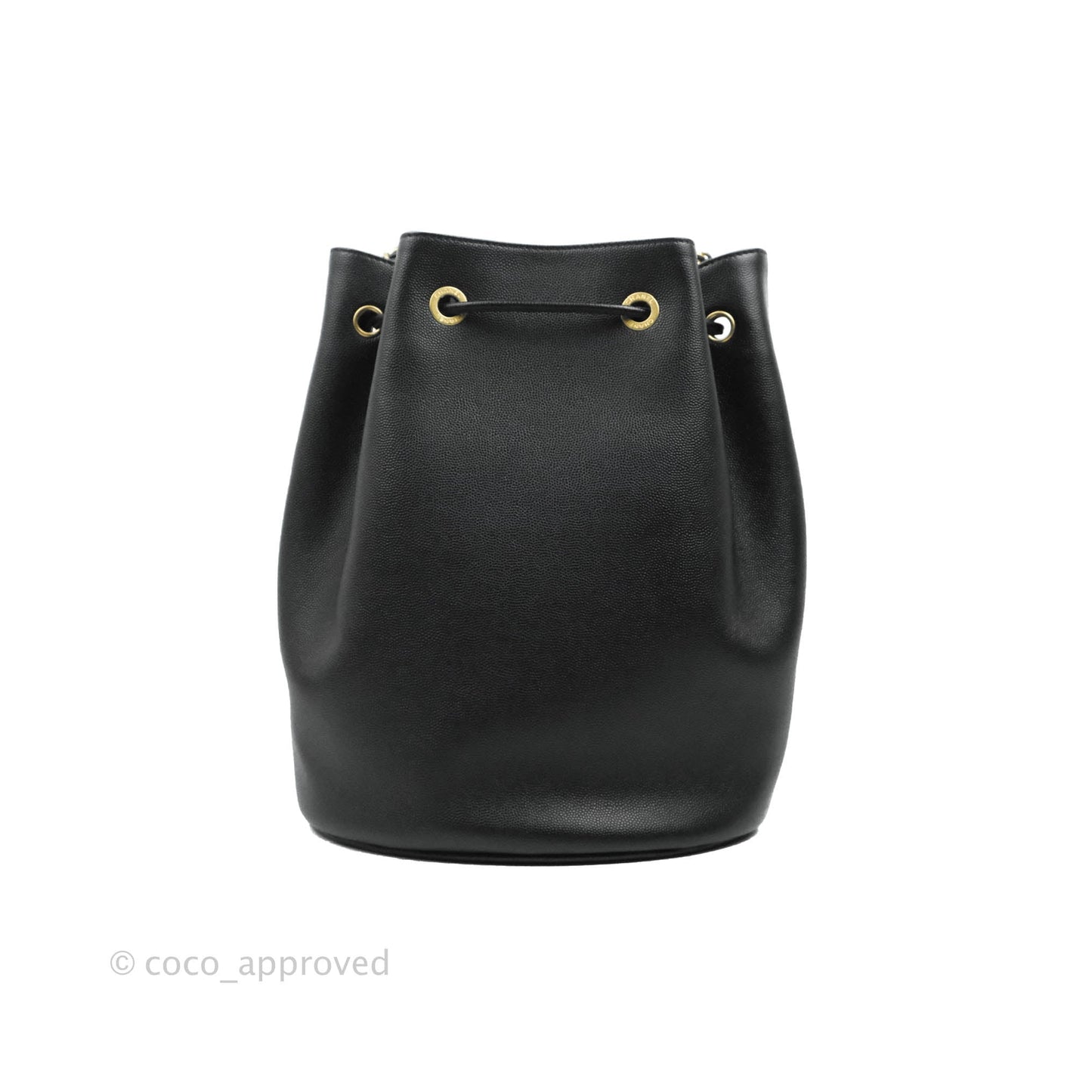 Chanel Studded Deauville Drawstring Bucket Bag Black Caviar