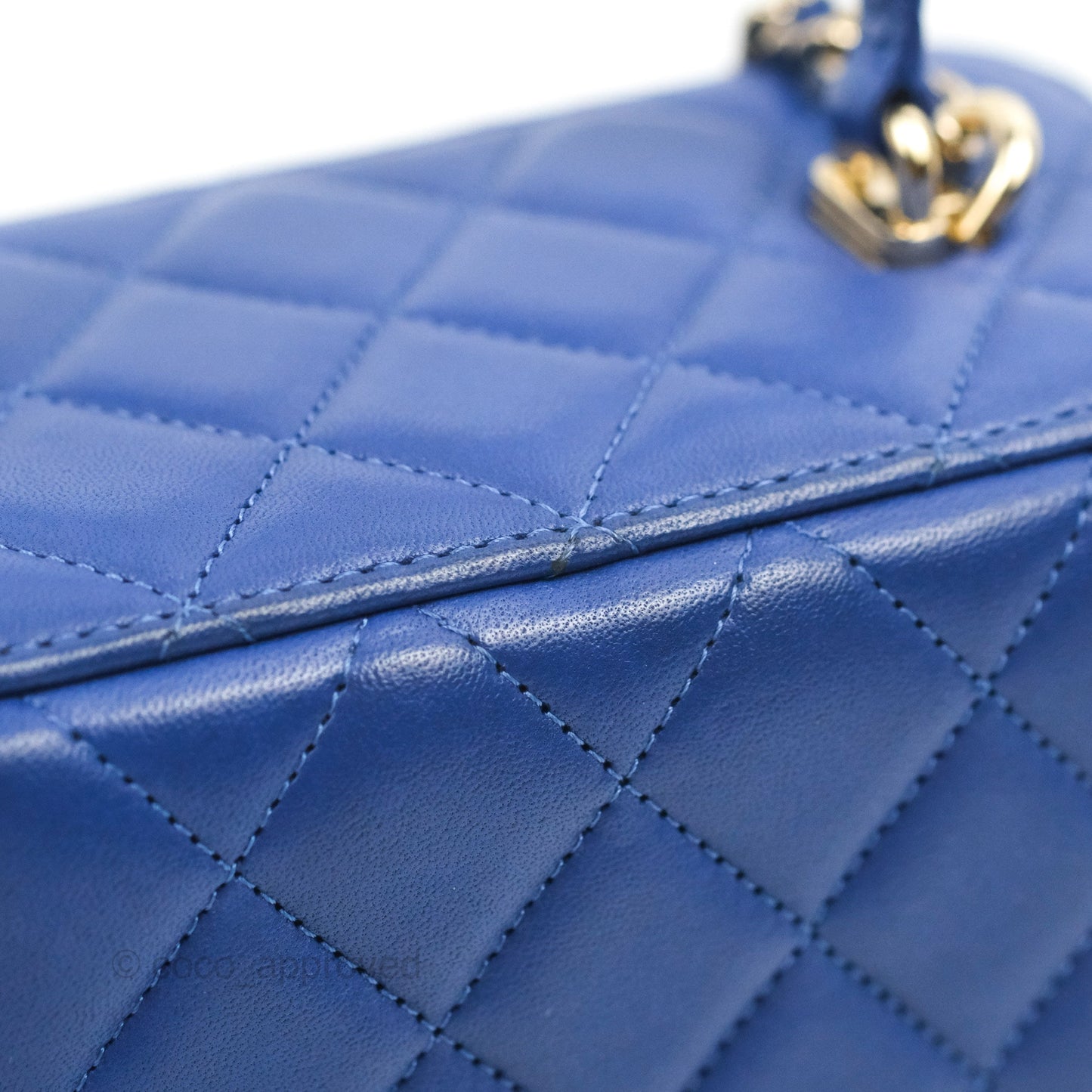 Chanel Vanity Rectangular Top Handle Blue Lambskin Gold Hardware