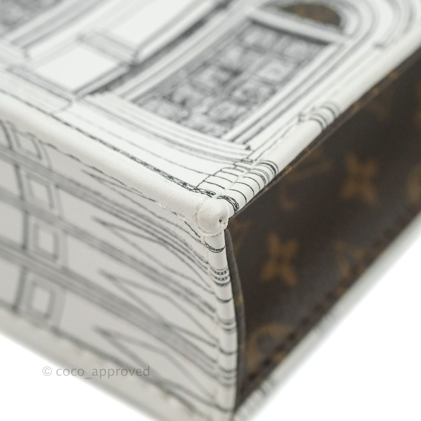 Louis Vuitton X Fornasetti Calfskin Architettura Petit Sac Plat Black White Gold Hardware