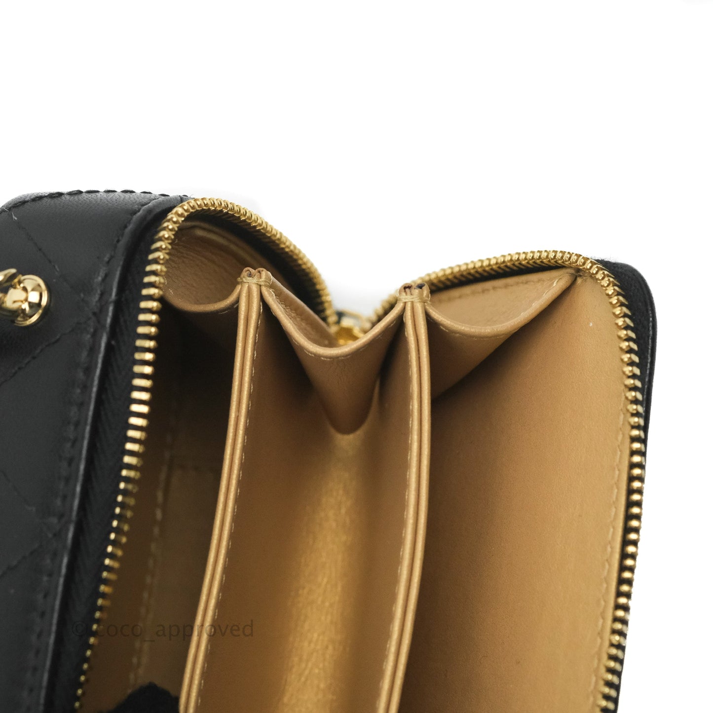 Chanel Quilted Mini Golden Plate Vanity Case With Chain Black Lambskin Gold Hardware