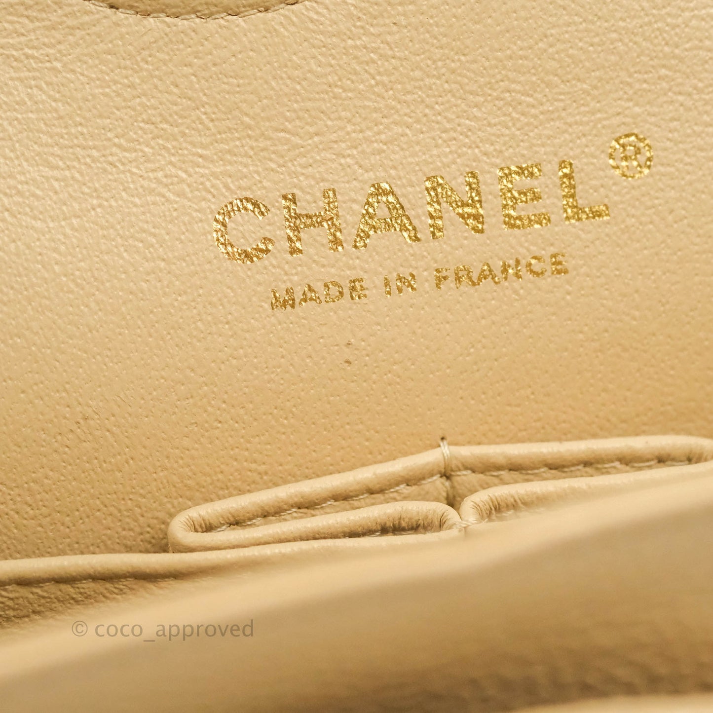 Chanel Classic M/L Medium Flap Quilted Beige Caviar Gold Hardware
