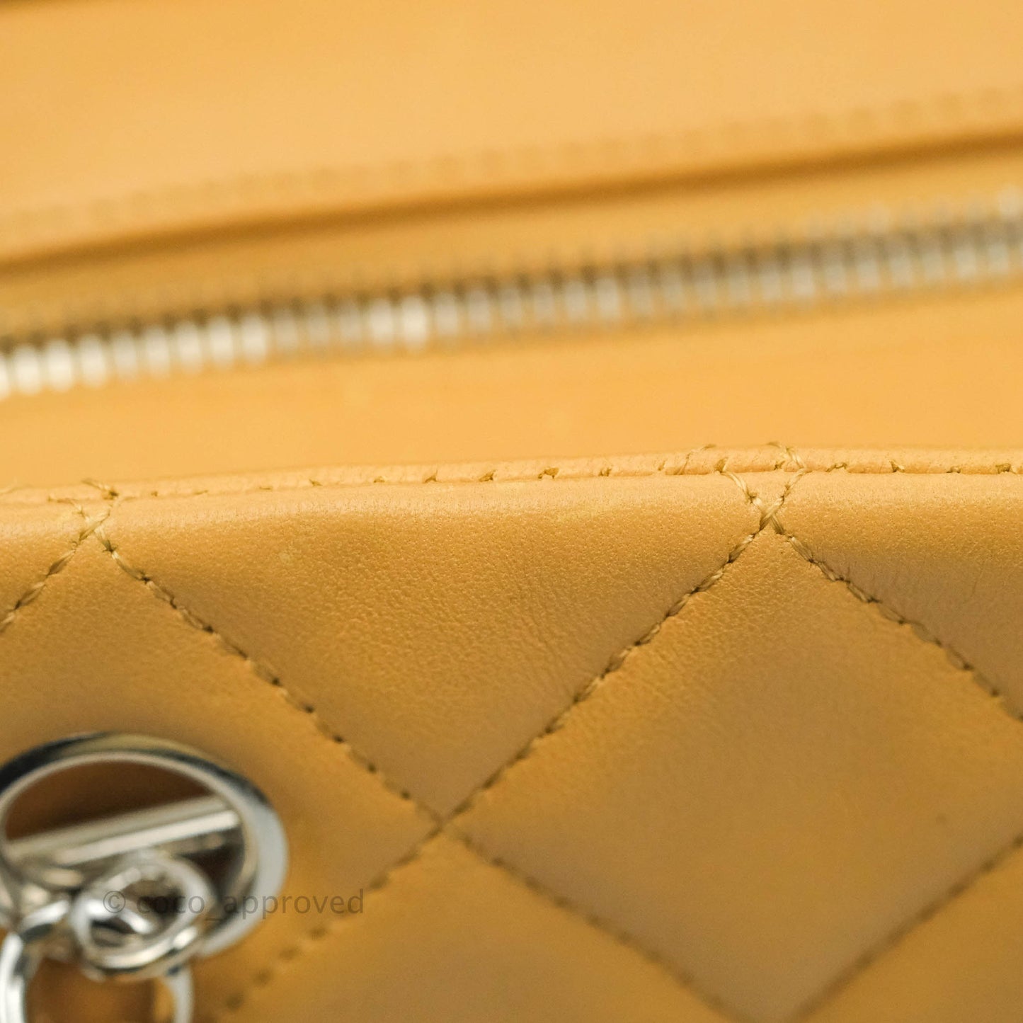 Chanel Quilted Bowling Bag Beige Lambskin Silver Hardware