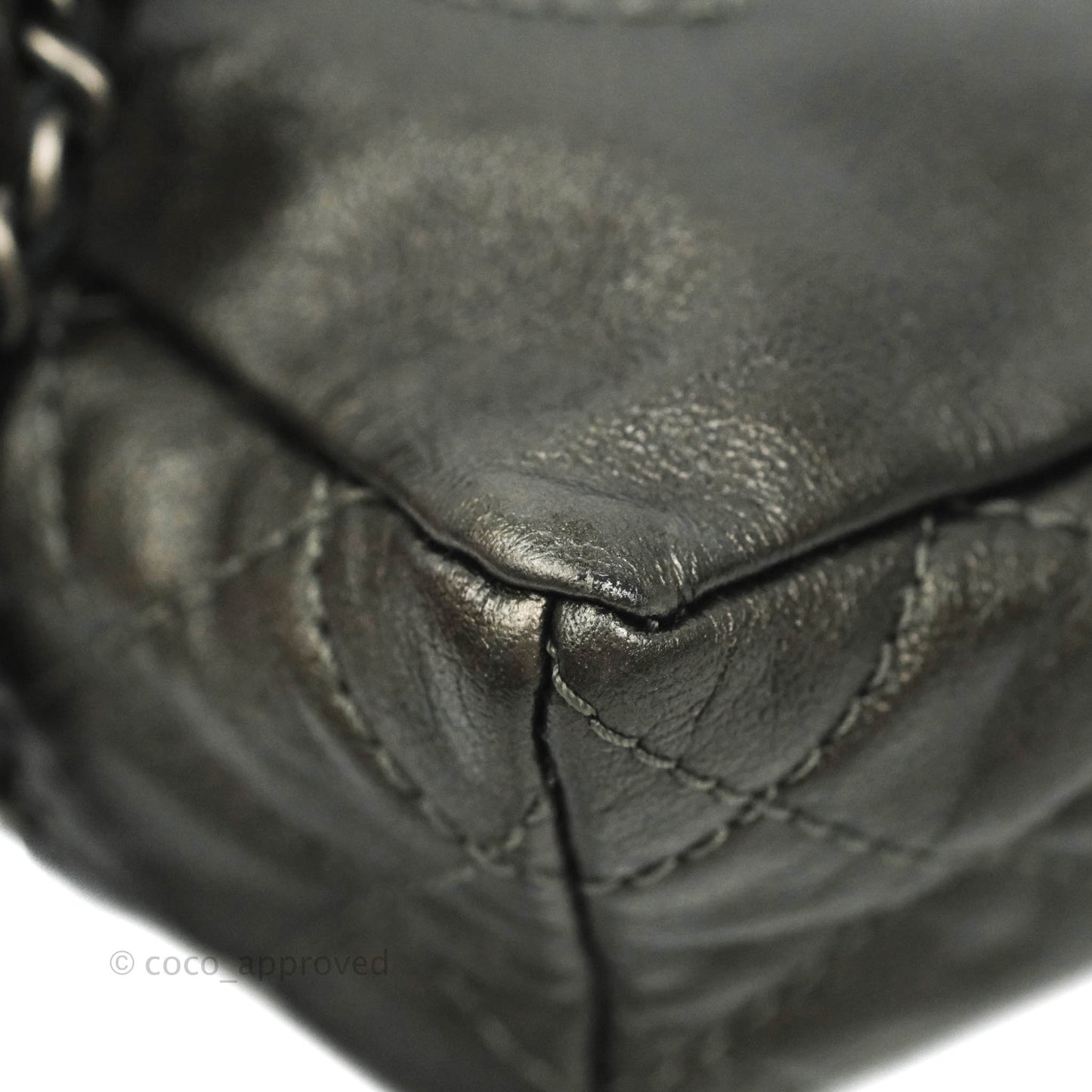 Chanel Chain Backpack Metallic Grey Lambskin Ruthenium Hardware
