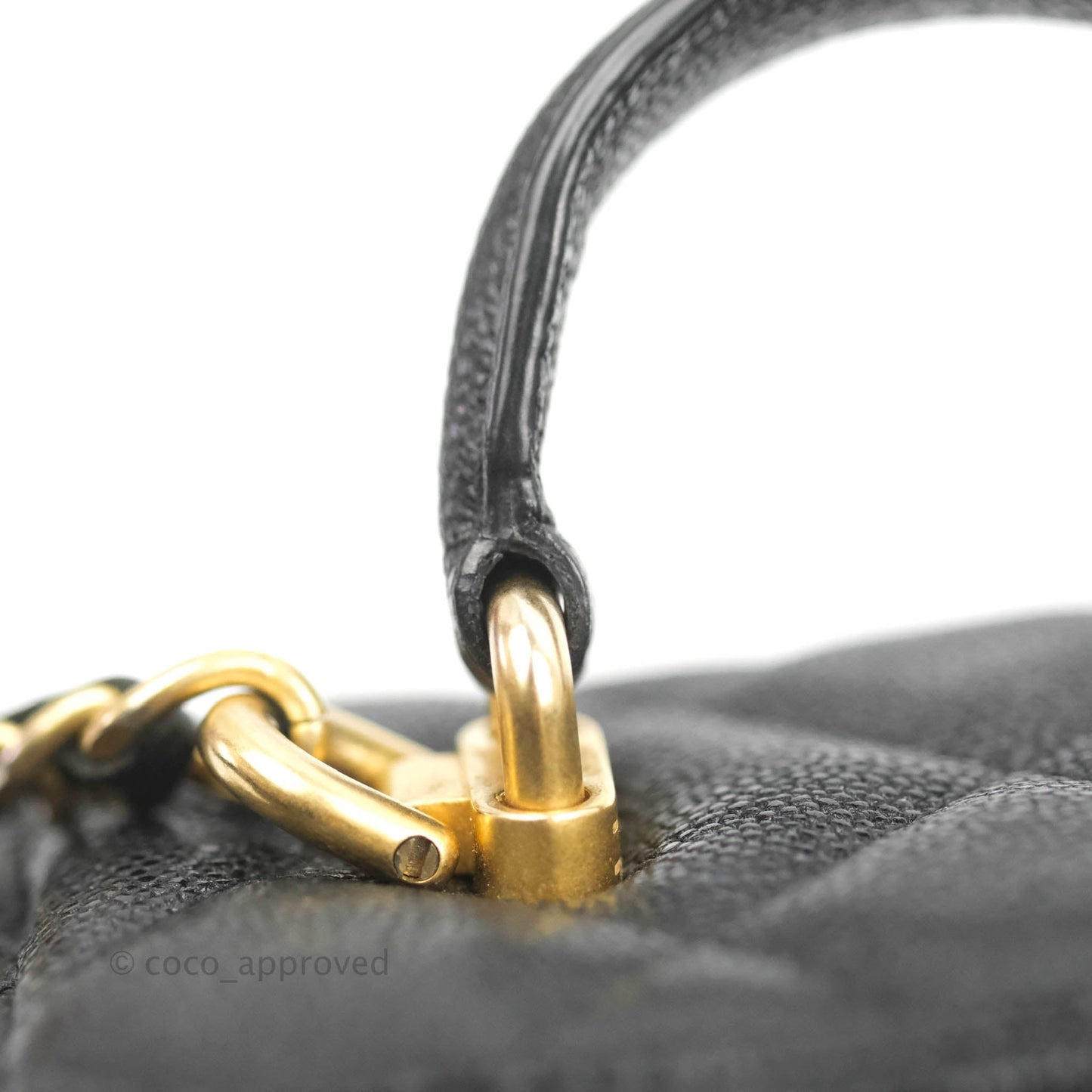 Chanel Quilted Mini Top Handle Vanity With Chain Black Caviar Aged Gold Hardware