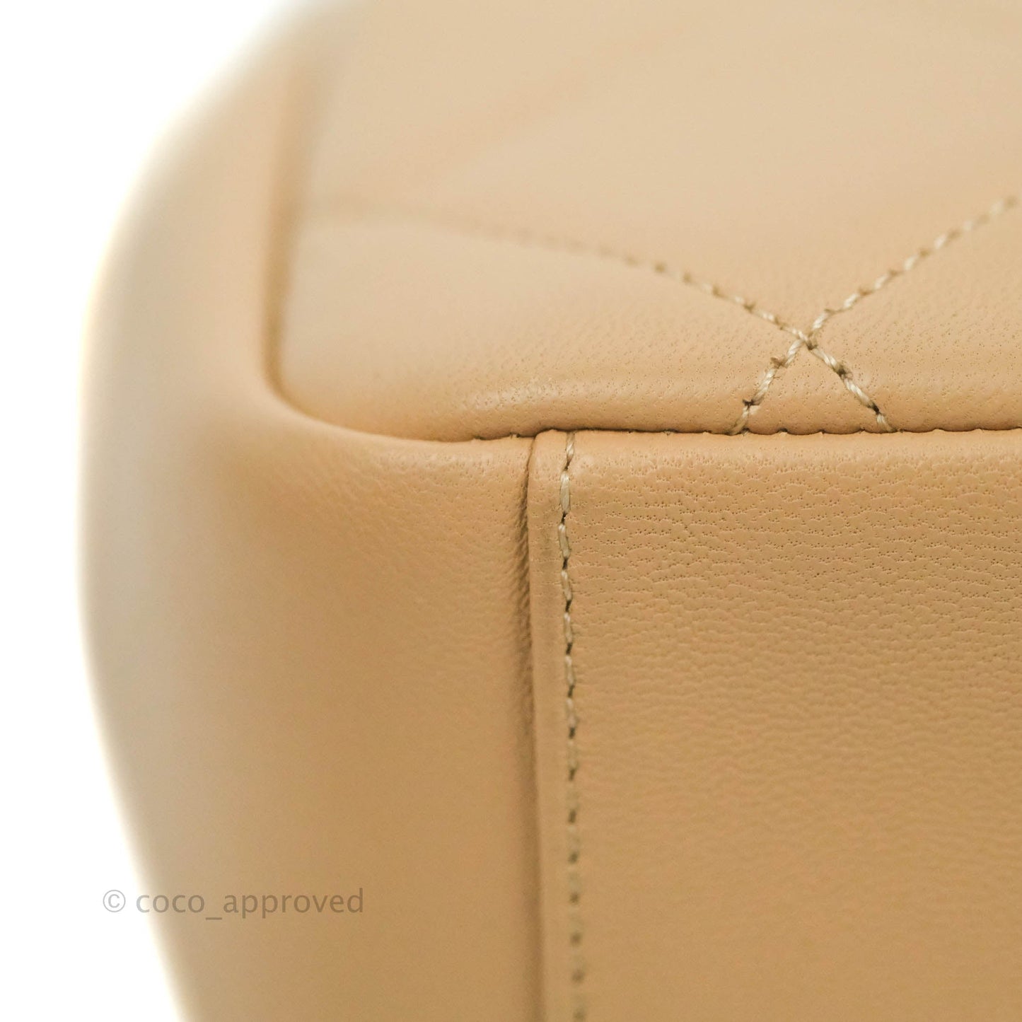 Chanel A Real Catch Quilted Flap Bag Beige Aged Gold Hardware