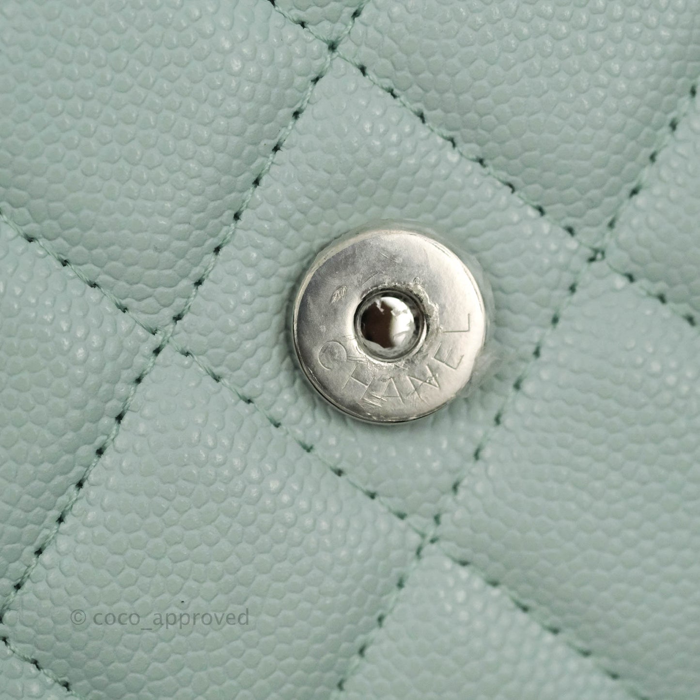 Chanel Quilted Classic Wallet on Chain WOC Light Blue Caviar Silver Hardware