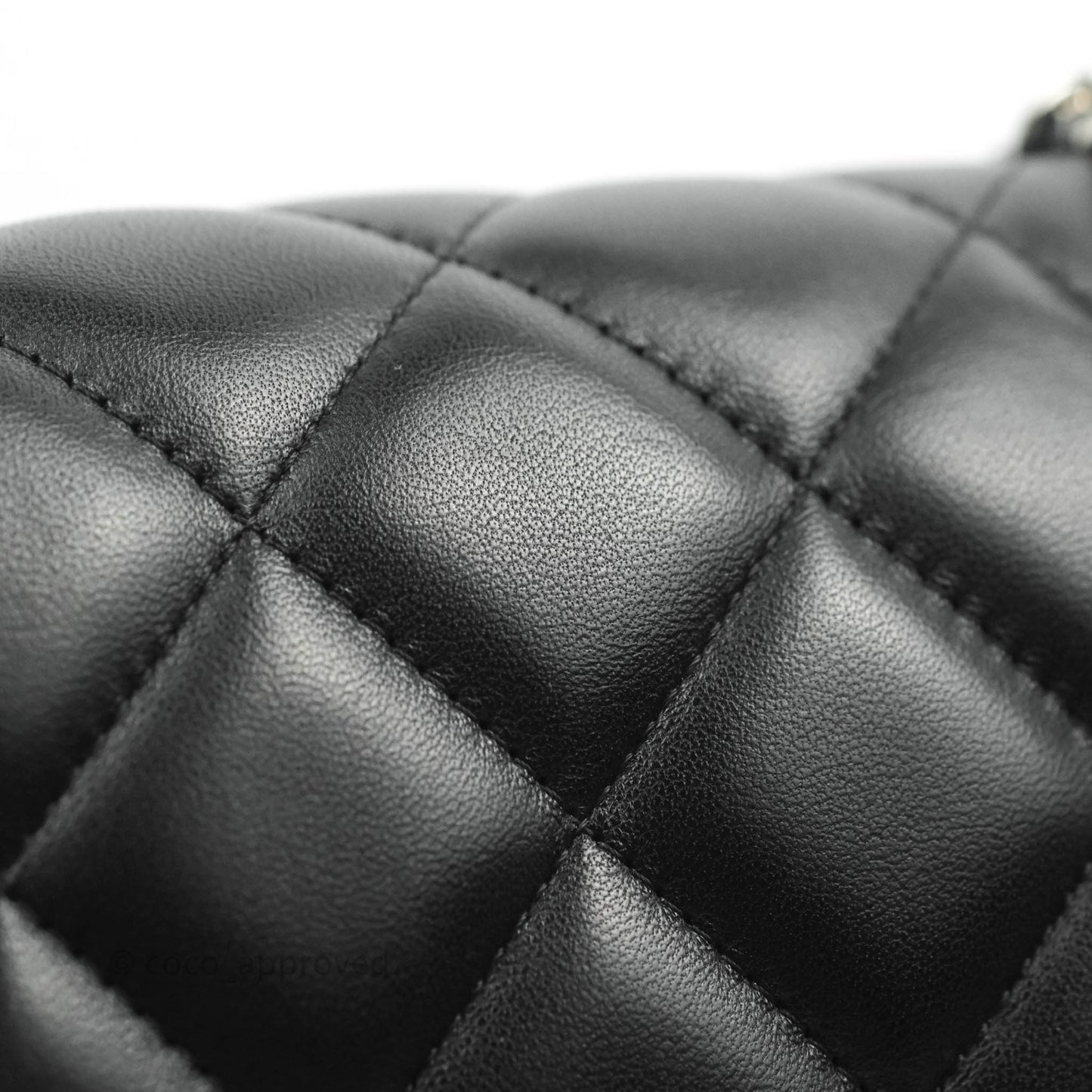 Chanel Quilted Maxi Single Flap Black Lambskin Silver Hardware