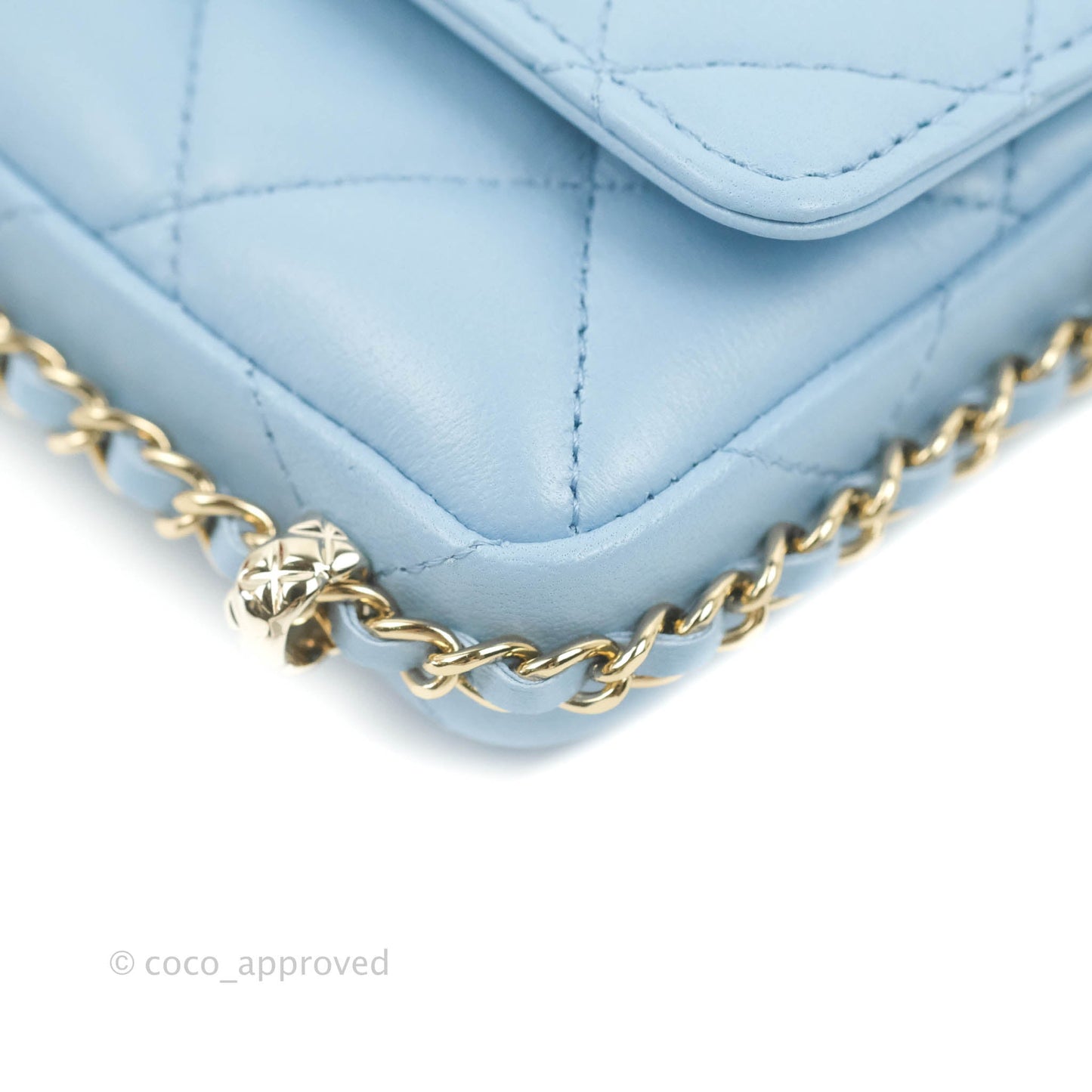 Chanel Mini Clutch With Chain Blue Lambskin Gold Hardware