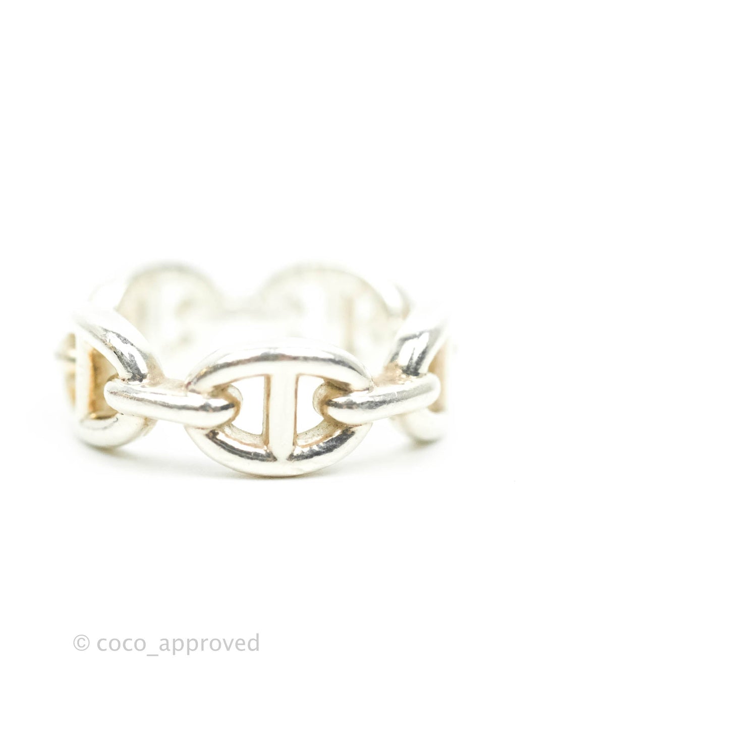 Hermès Sterling Silver PM Chaine d'Ancre Enchainee Band Ring 51