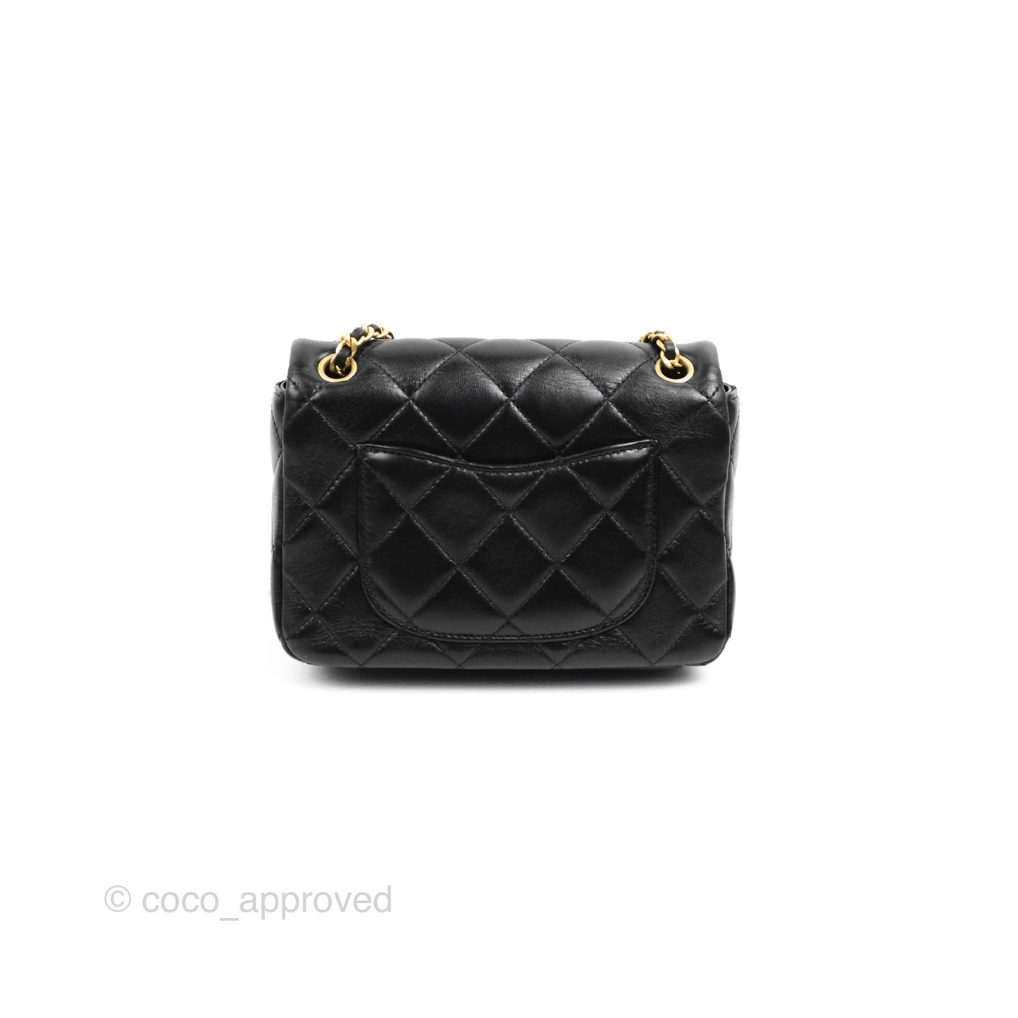 Chanel Flap Chain Bag Black Shiny Calfskin Aged Gold Hardware