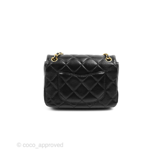 Chanel Flap Chain Bag Black Shiny Calfskin Aged Gold Hardware