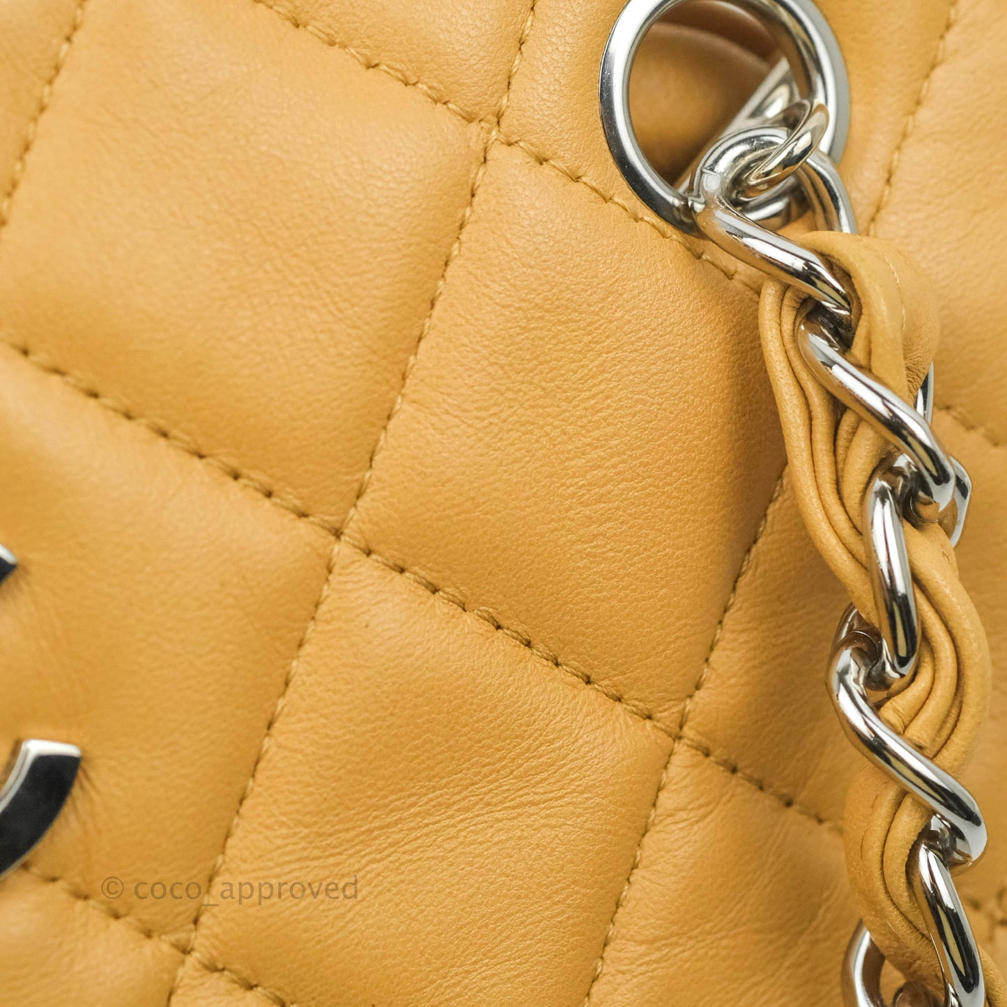 Chanel Quilted Bowling Bag Beige Lambskin Silver Hardware
