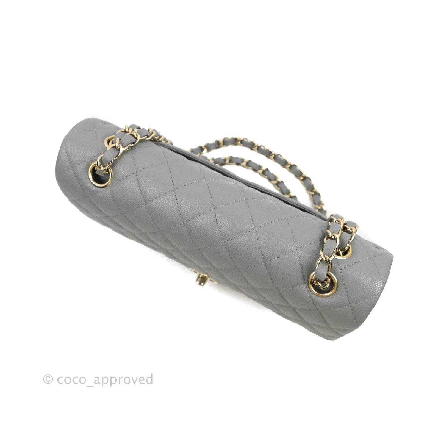 Chanel Classic M/L Medium Flap Quilted Grey Caviar Gold Hardware 20C
