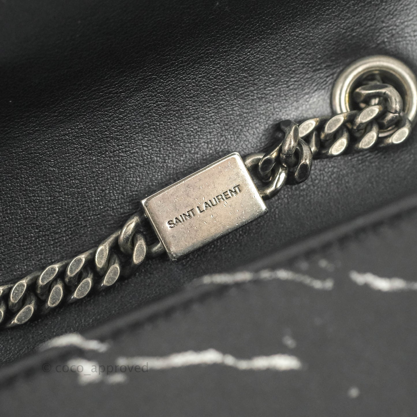 Saint Laurent Small Kate Marbled Stain Chain Bag Black Ruthenium Hardware