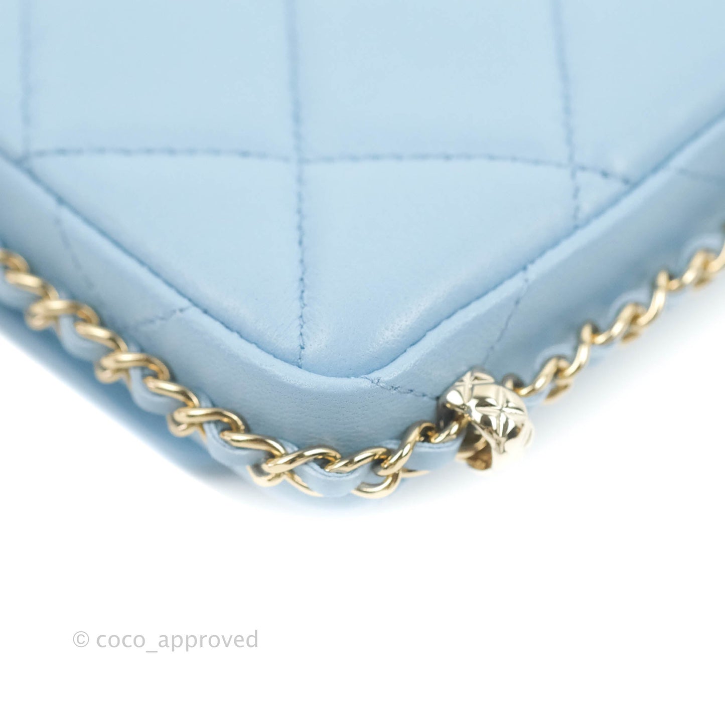 Chanel Mini Clutch With Chain Blue Lambskin Gold Hardware