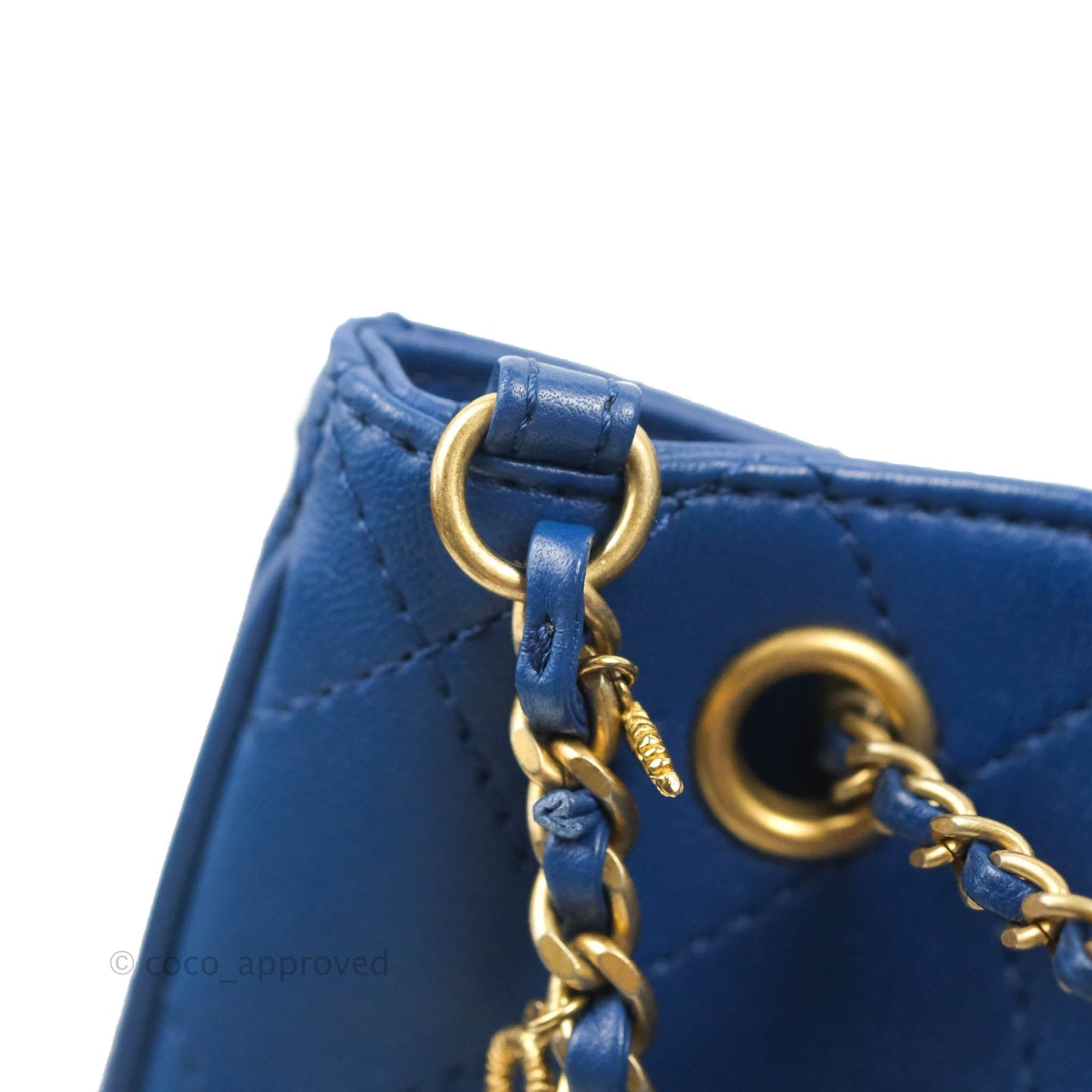 Chanel Egyptian Amulet Drawstring Bucket Bag Navy Aged Gold Hardware
