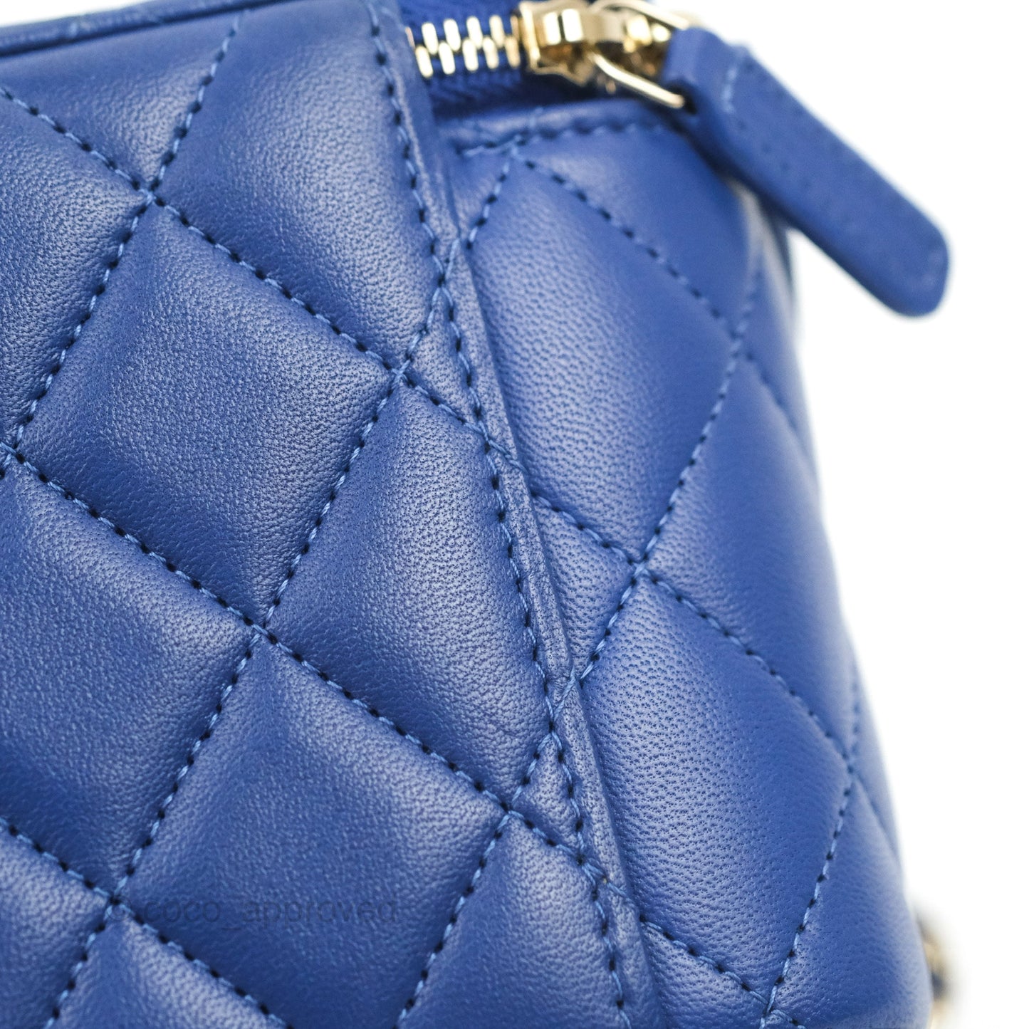 Chanel Vanity Rectangular Top Handle Blue Lambskin Gold Hardware