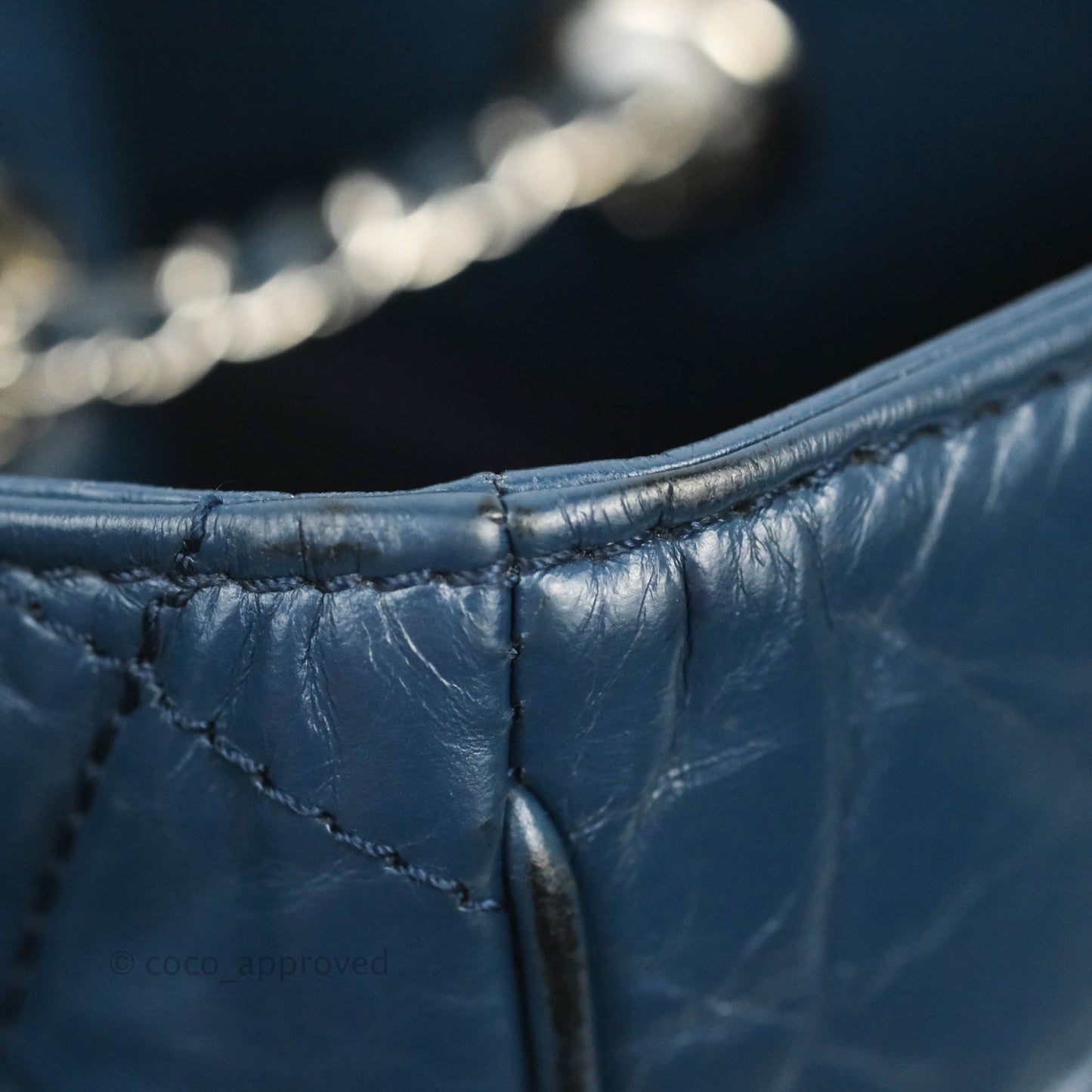 Chanel Drawstring Bucket Bag Dark Blue Aged Calfskin Silver Hardware