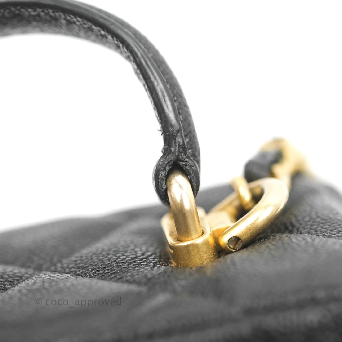 Chanel Quilted Mini Top Handle Vanity With Chain Black Caviar Aged Gold Hardware