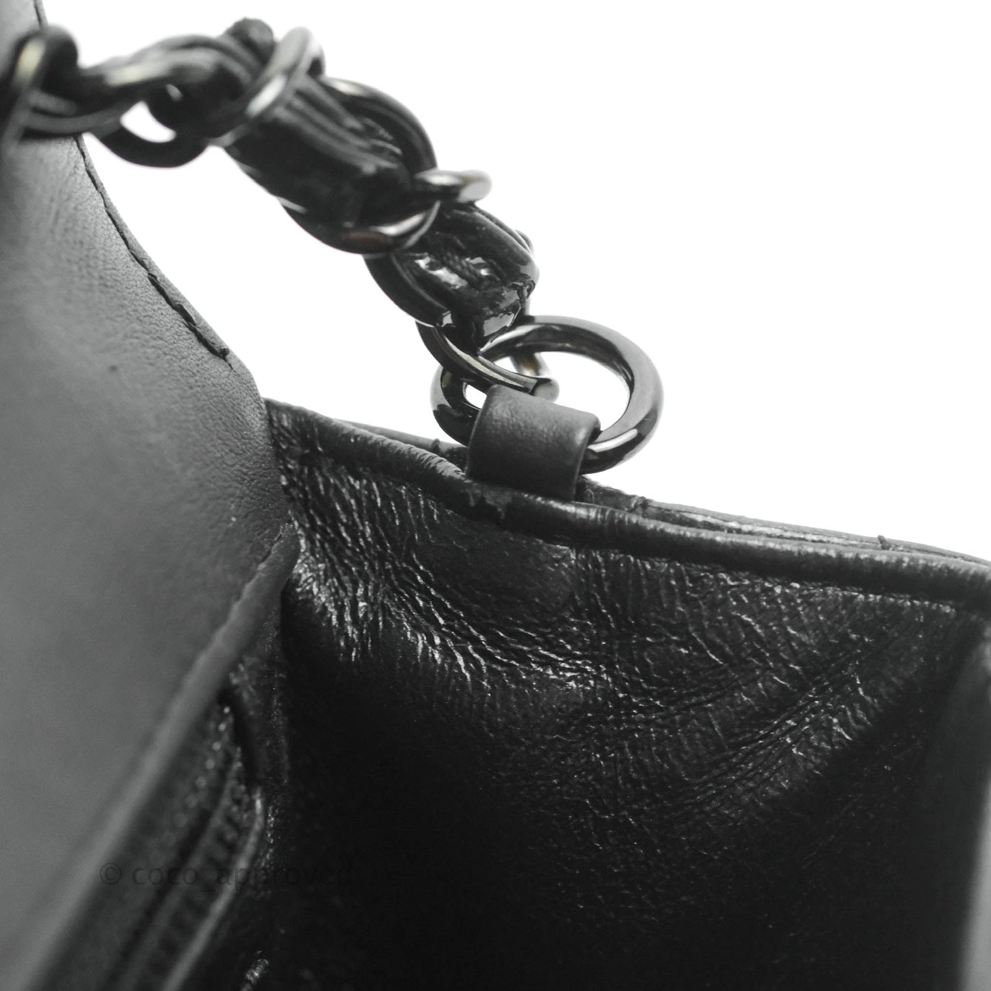 Chanel Chevron Mini Rectangular Flap Black Crumpled Patent So Black Hardware