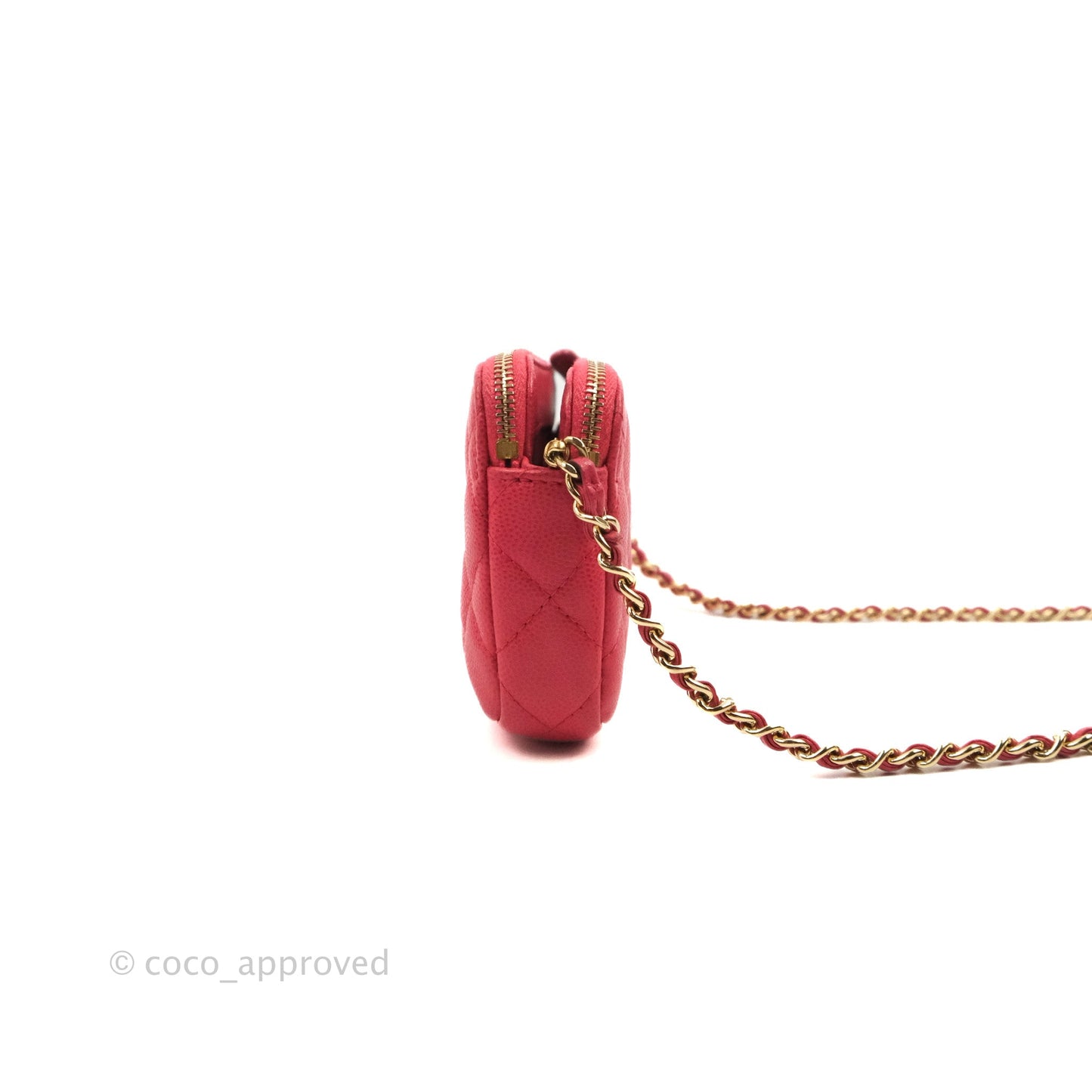 Chanel Quilted Clutch With Chain Pink Caviar Gold Hardware