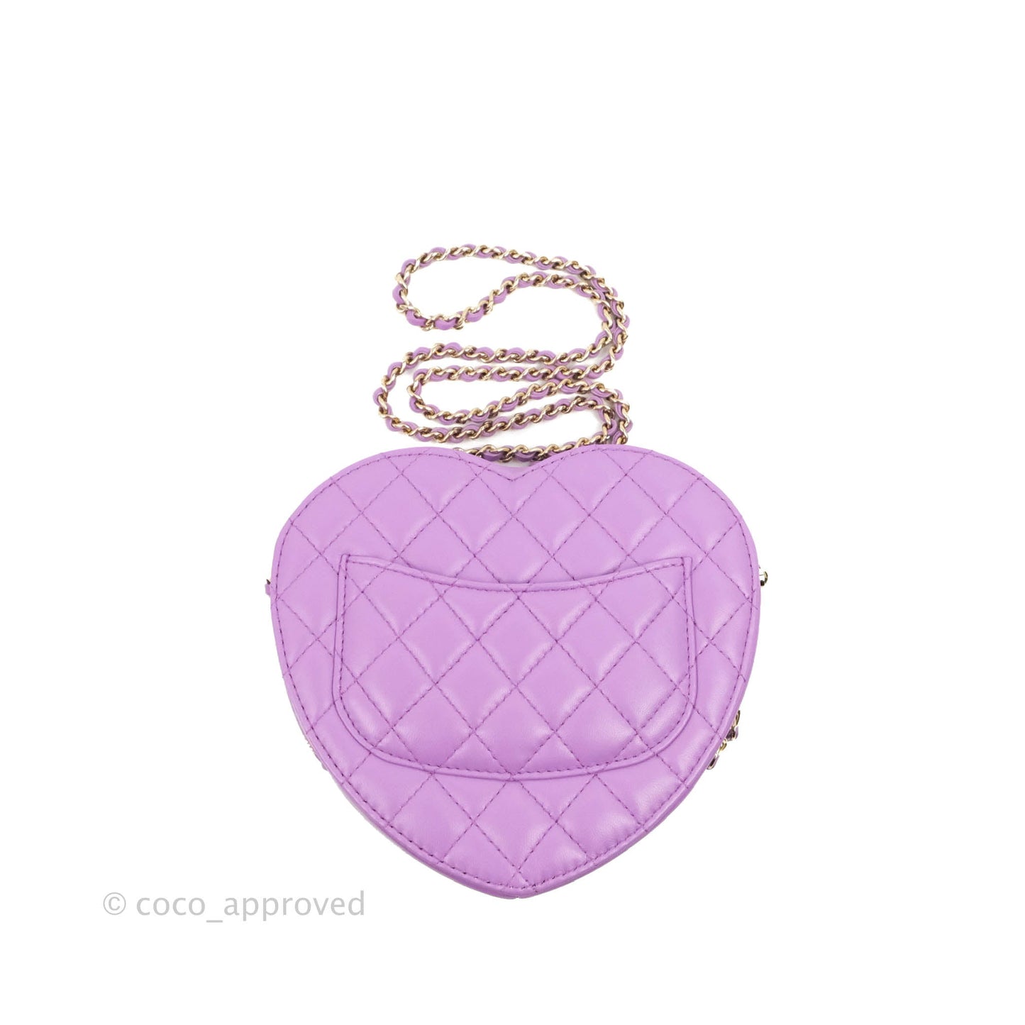 Chanel Large Heart Bag Purple Lambskin Gold Hardware 22S