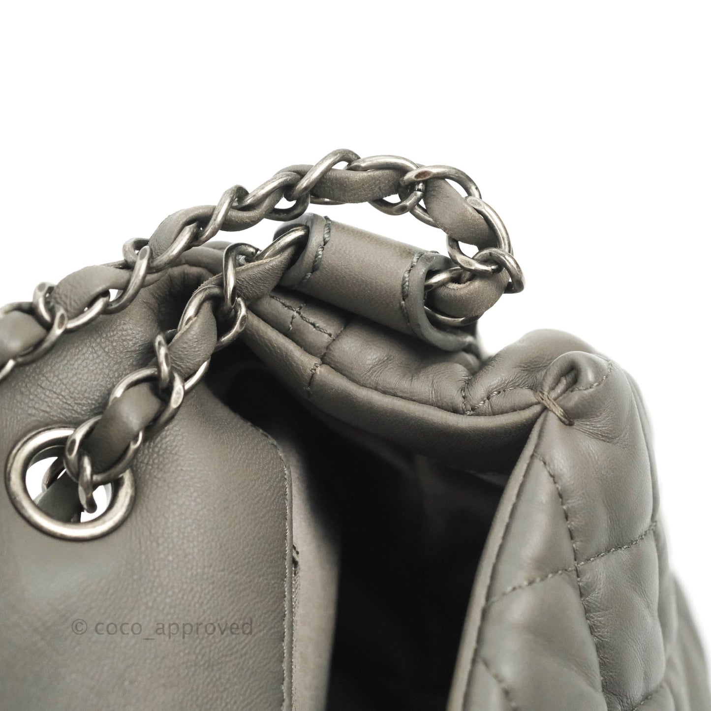 Chanel Medium Quilted Soft Accordion Flap Bag Grey Lambskin