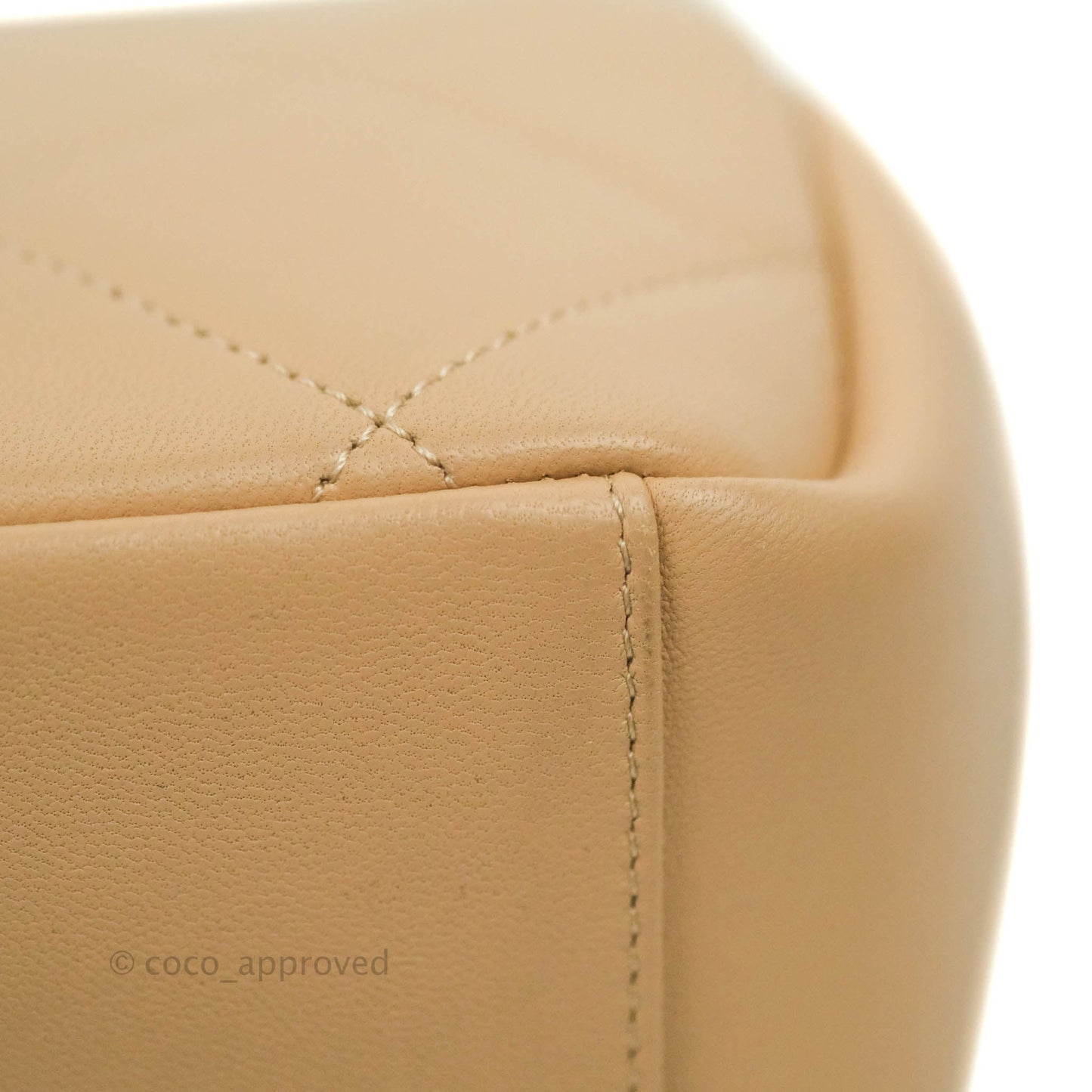 Chanel A Real Catch Quilted Flap Bag Beige Aged Gold Hardware