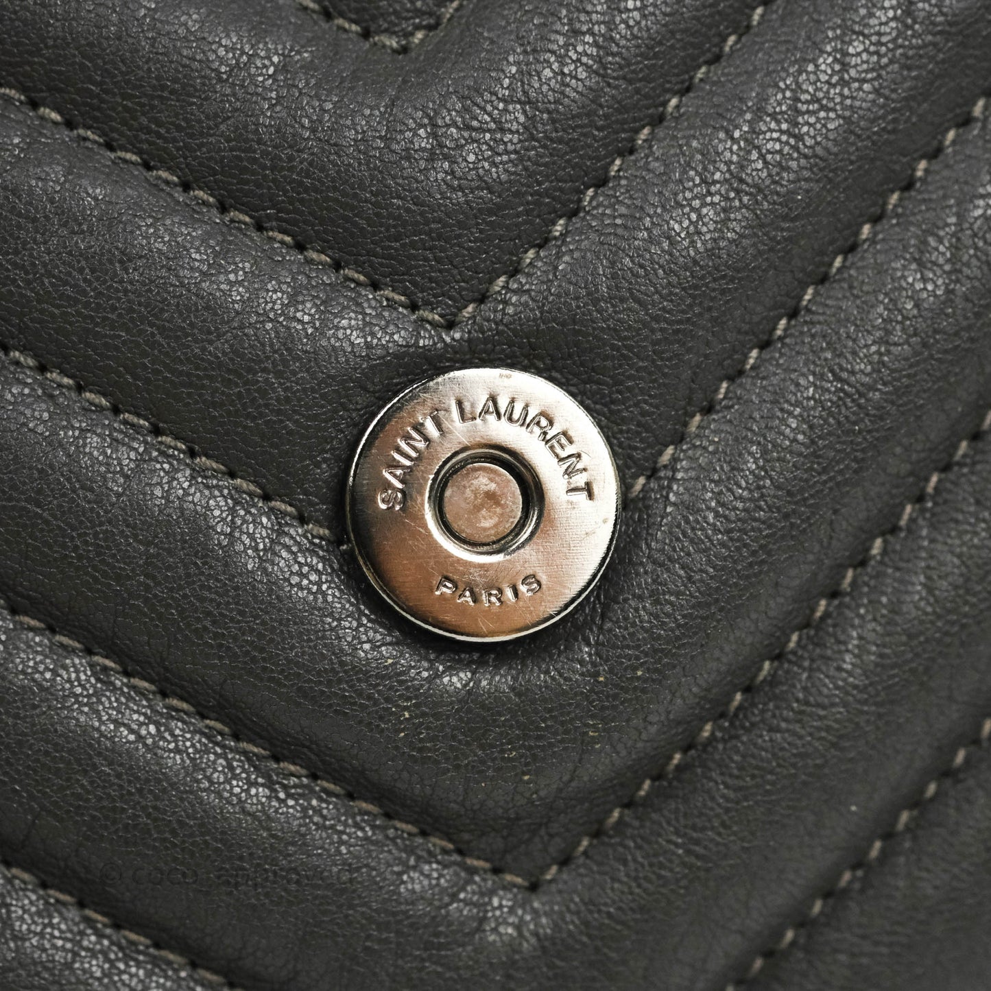Saint Laurent Chevron Medium College Grey Chain Bag Ruthenium Hardware