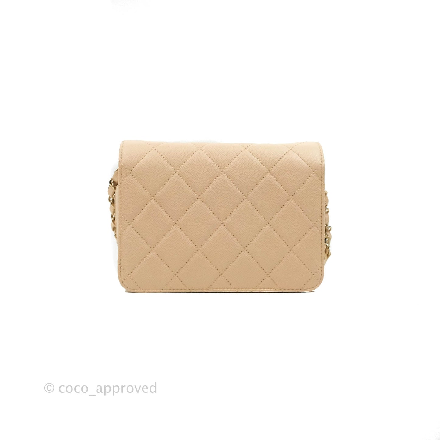 Chanel Quilted Small Like The Wallet Flap Light Beige Caviar Light Gold Hardware 22C