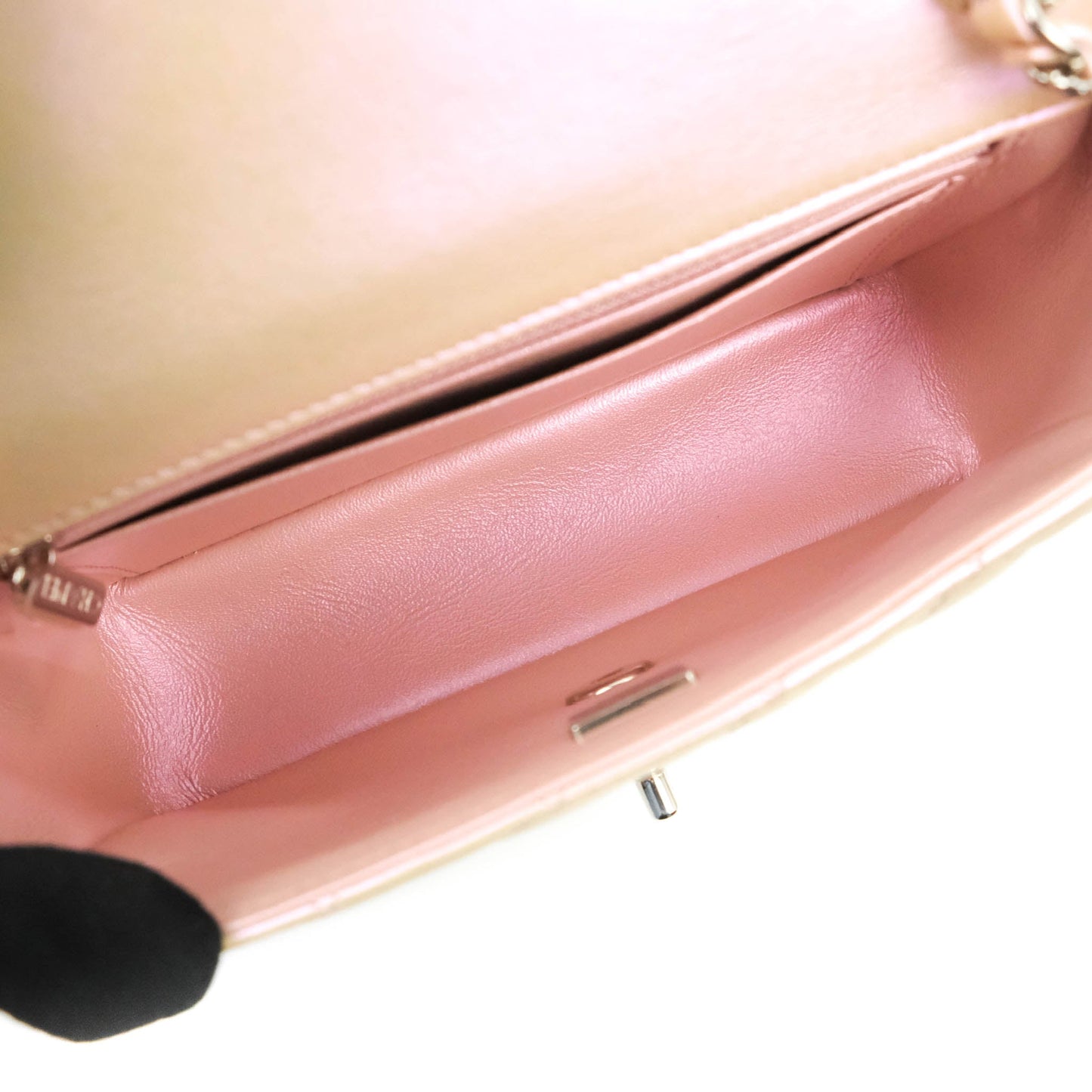 Chanel Quilted Mini Rectangular Flap Iridescent Pink Calfskin Silver Hardware