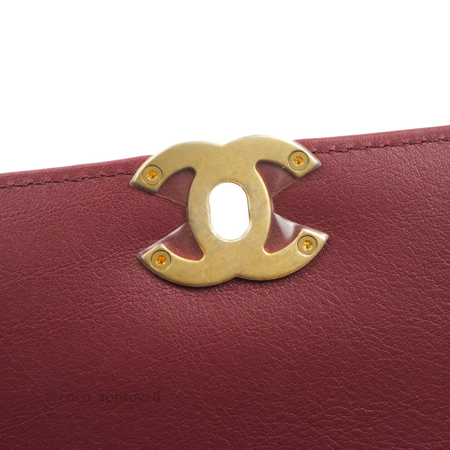 Chanel Flap Bag Dark Red Calfskin Aged Gold Hardware